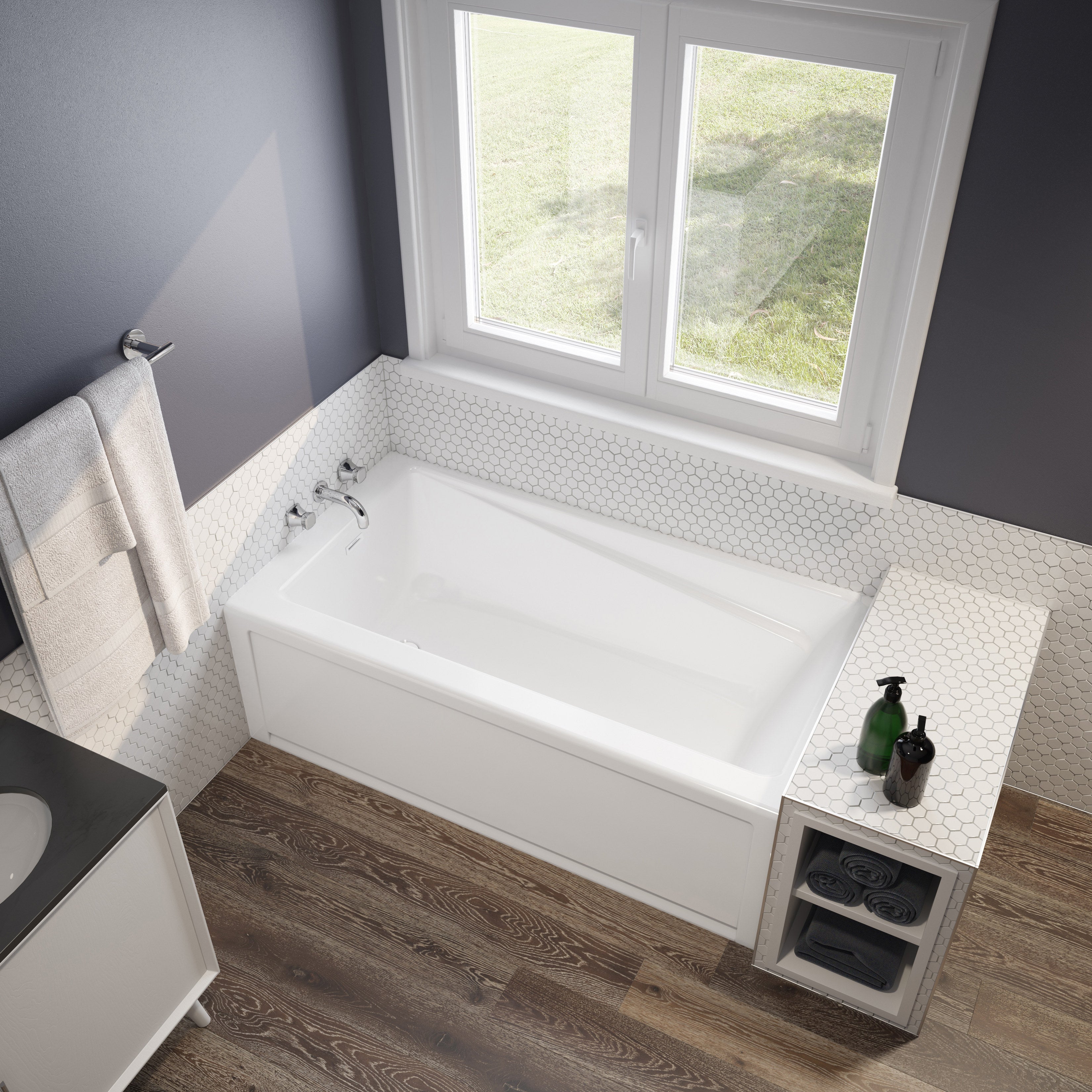 Maax New Town 6032 IFS AFR Acrylic Alcove Bathtub with Linear Overflow