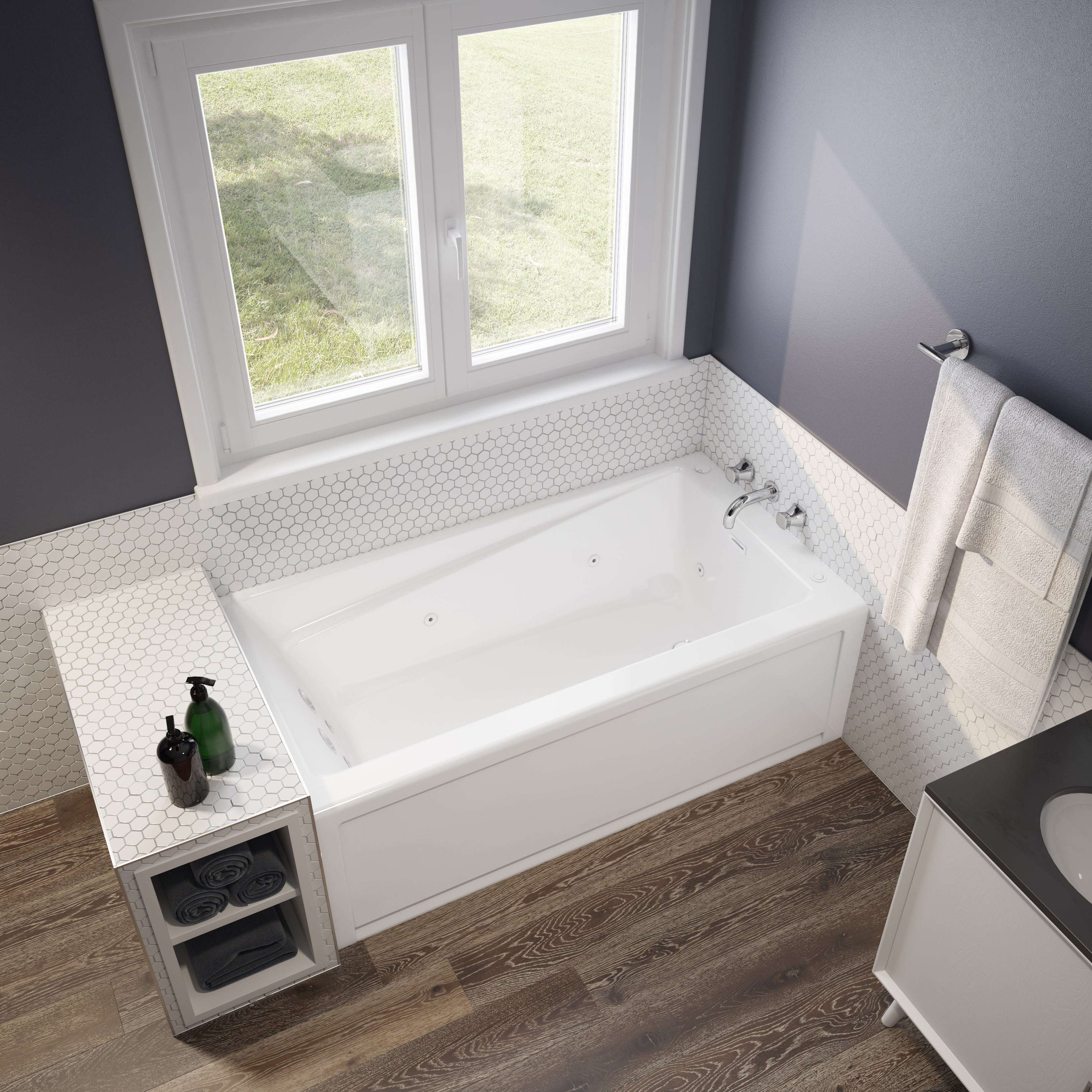Maax New Town 6032 IFS AFR Acrylic Alcove Bathtub with Linear Overflow