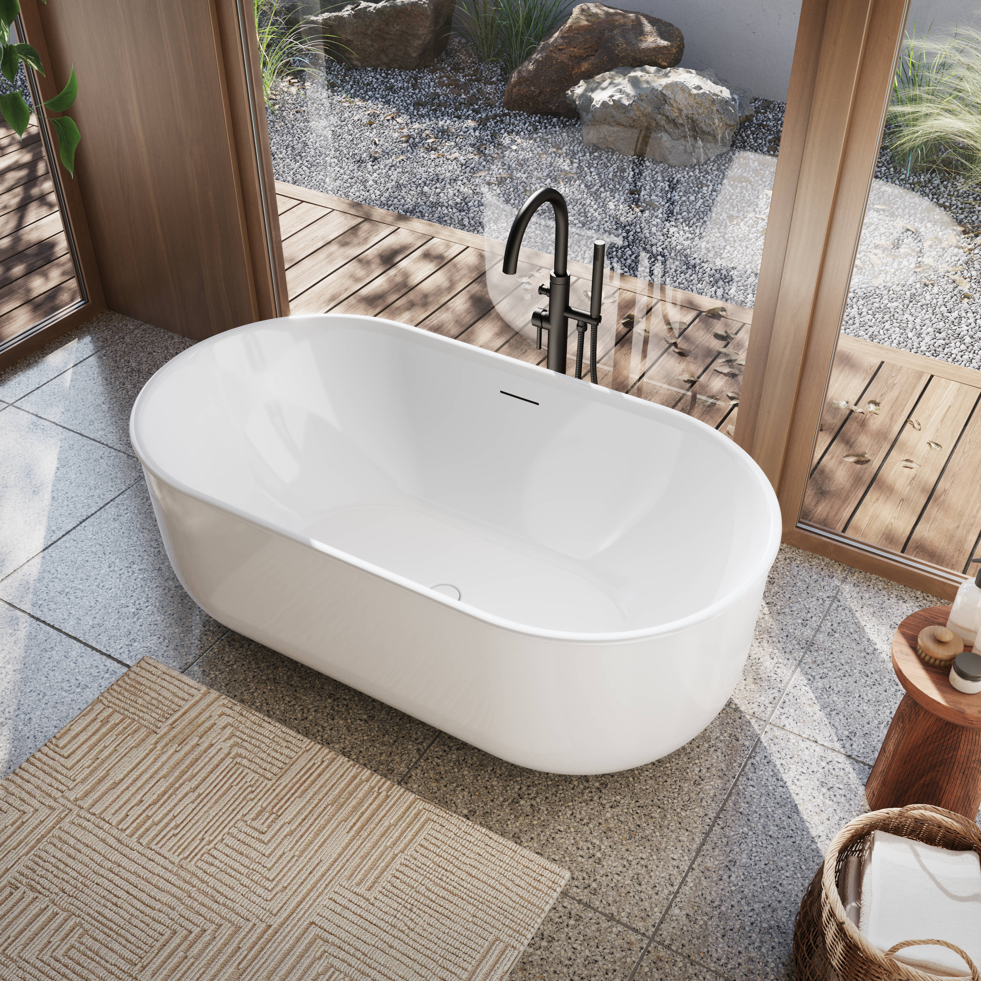 Maax Ommu 5932 Acrylic Freestanding Center Drain Bathtub