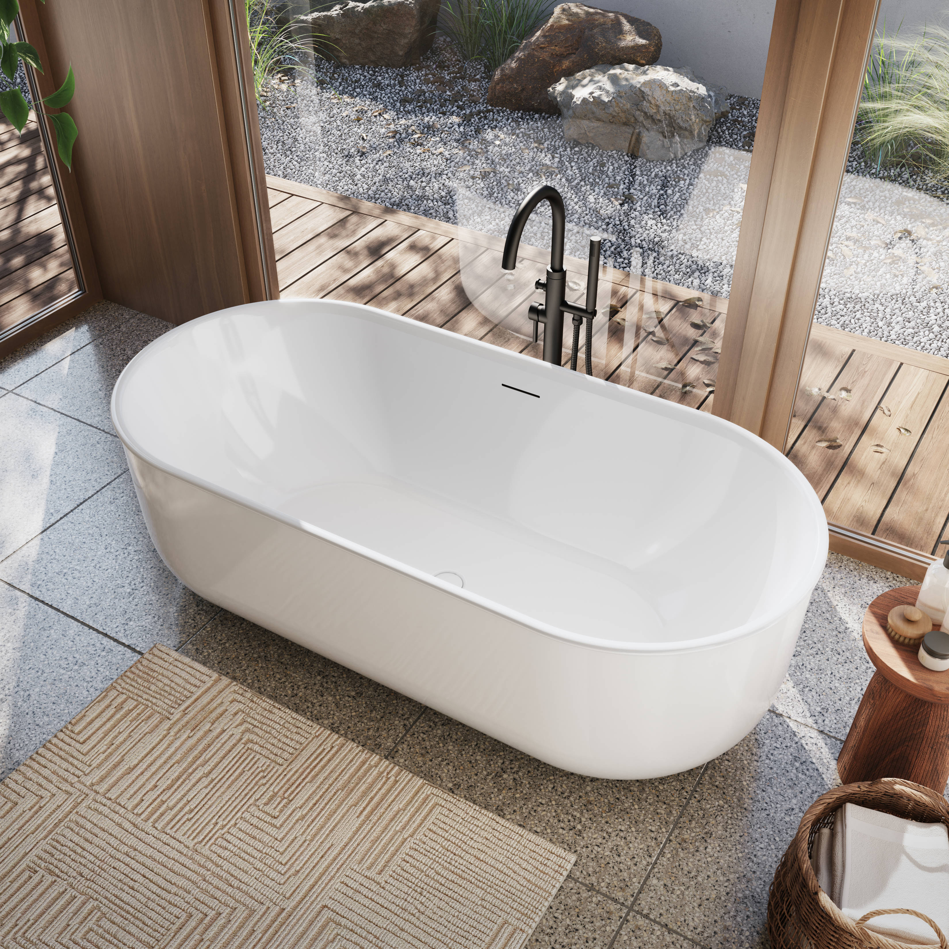Maax Ommu 6732 Acrylic Freestanding Center Drain Bathtub