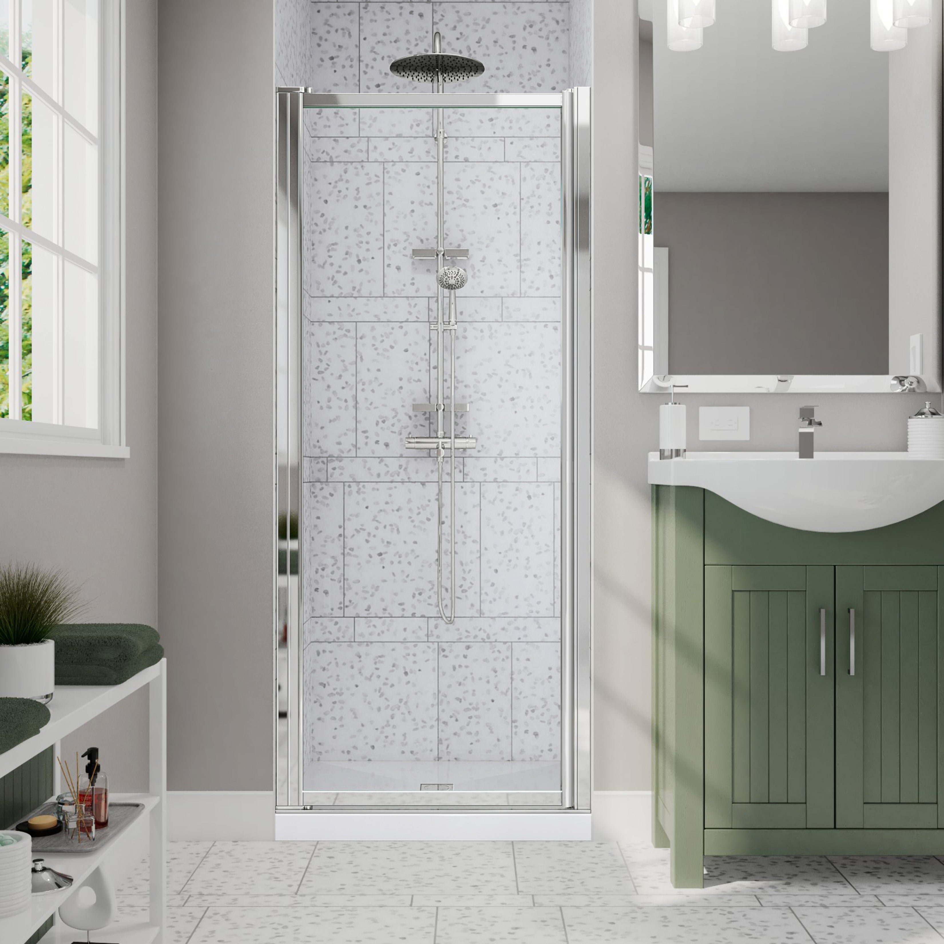 Maax Pivolok 23-24 ¾ x 64 ½ in. Pivot Shower Door for Alcove Installation with glass in Chrome