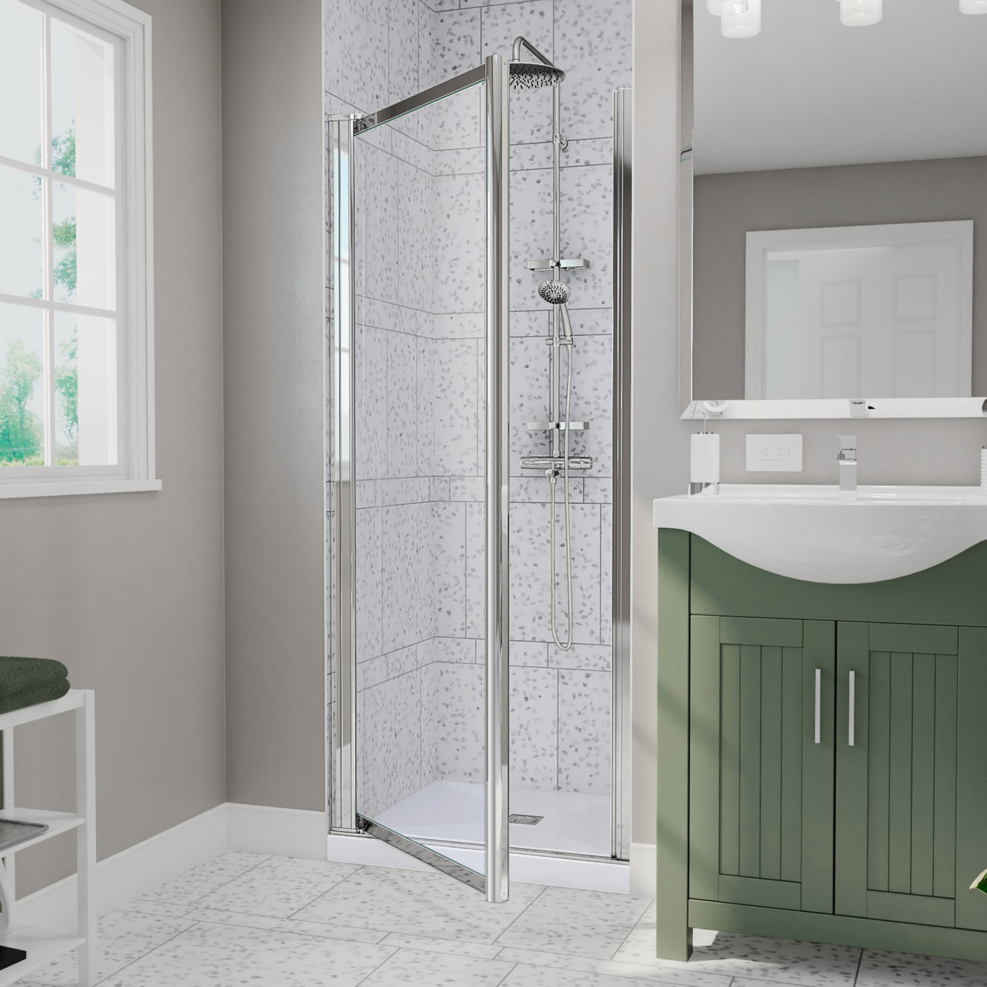 Maax Pivolok 23-24 ¾ x 64 ½ in. Pivot Shower Door for Alcove Installation with glass in Chrome