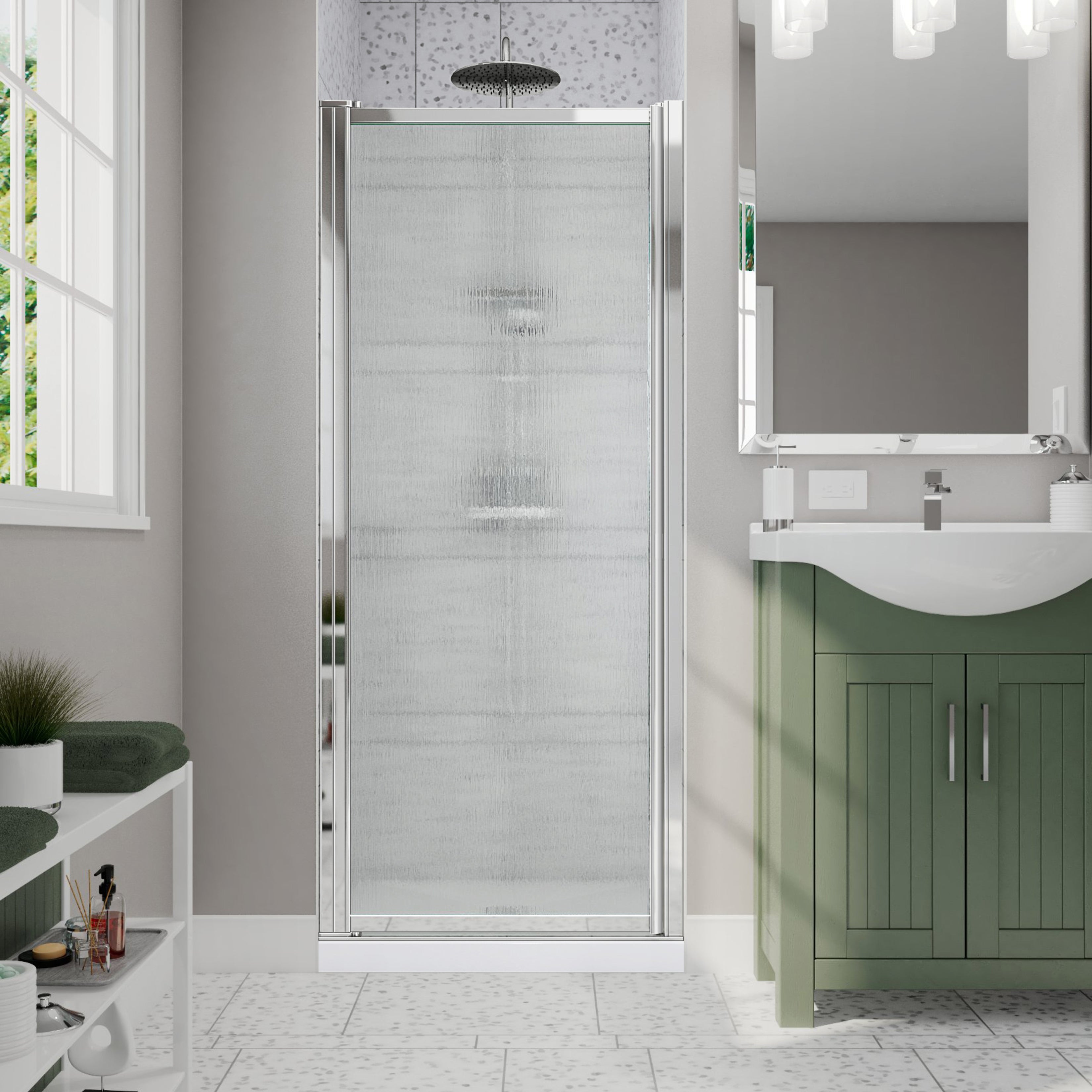 Maax Pivolok 23-24 ¾ x 64 ½ in. Pivot Shower Door for Alcove Installation with glass in Chrome