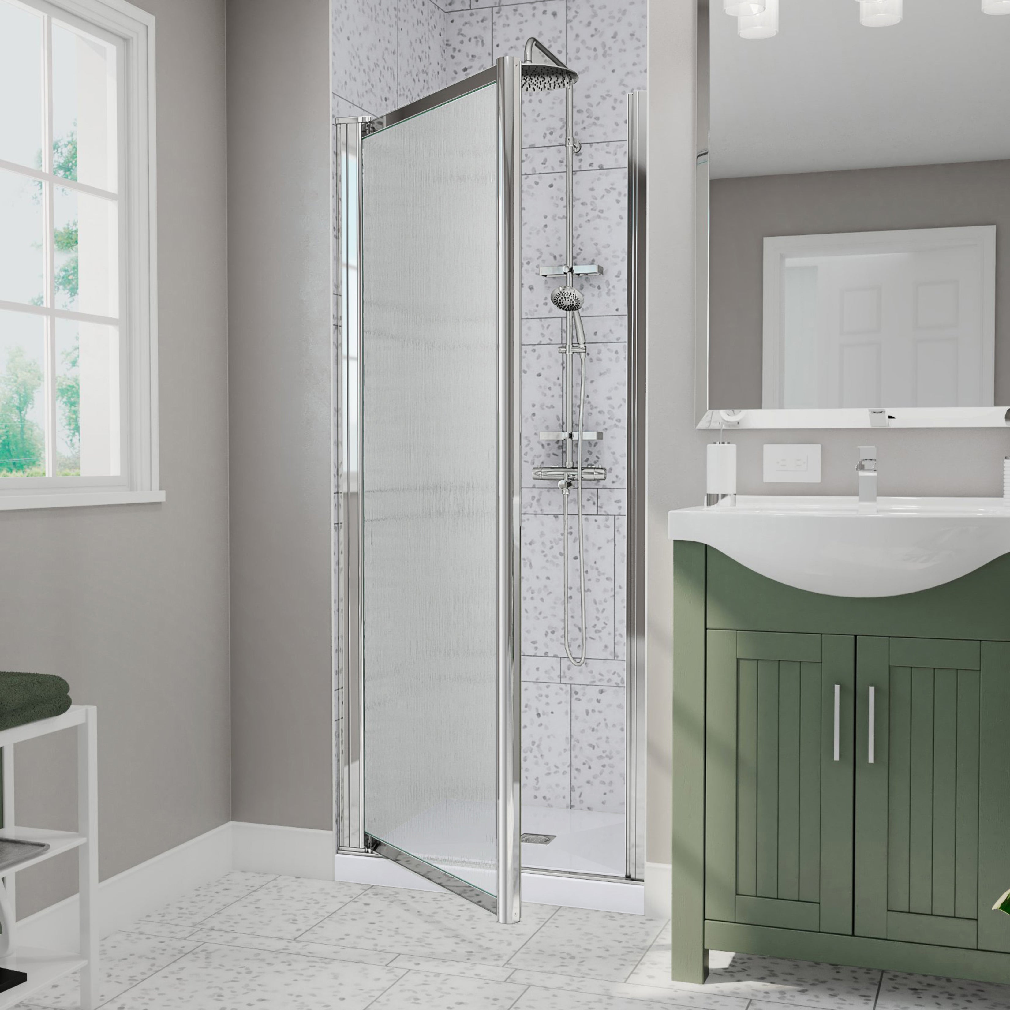 Maax Pivolok 23-24 ¾ x 64 ½ in. Pivot Shower Door for Alcove Installation with glass in Chrome