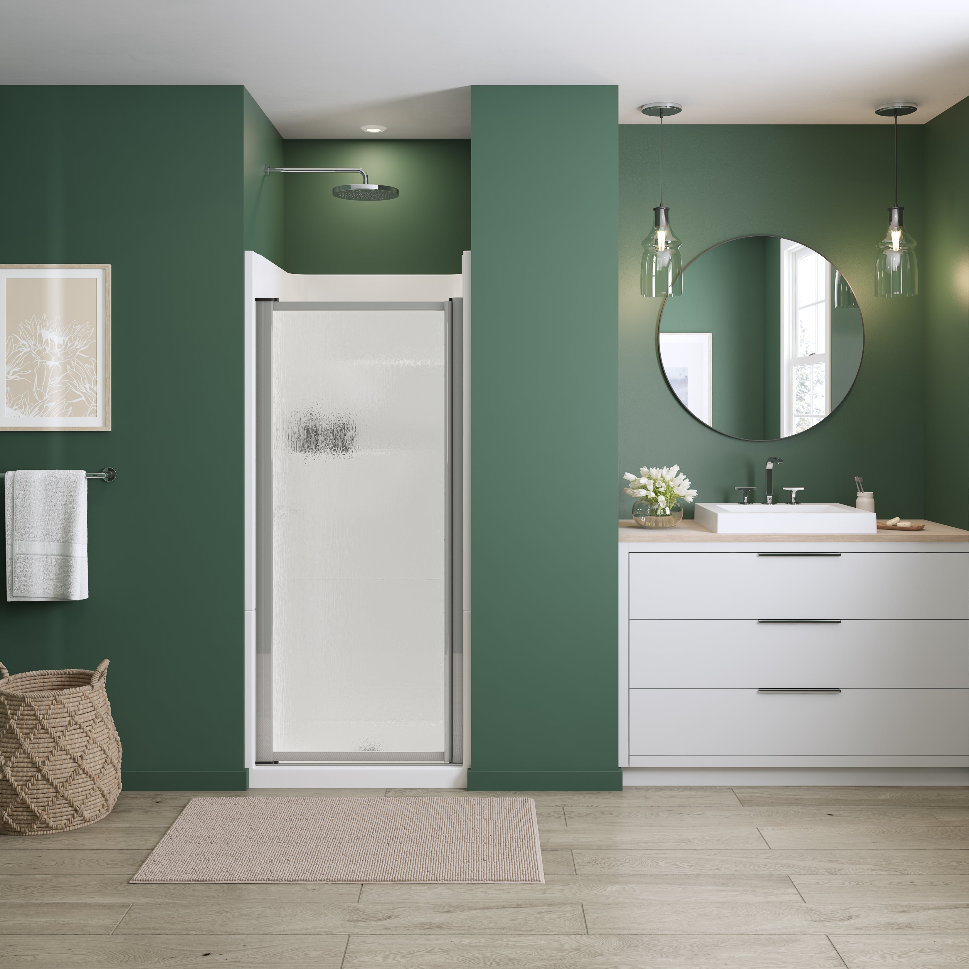 Maax Polar Pivot 29-30 ¾ x 64 ½ in. Pivot Shower Door for Alcove Installation with Raindrop glass in Chrome