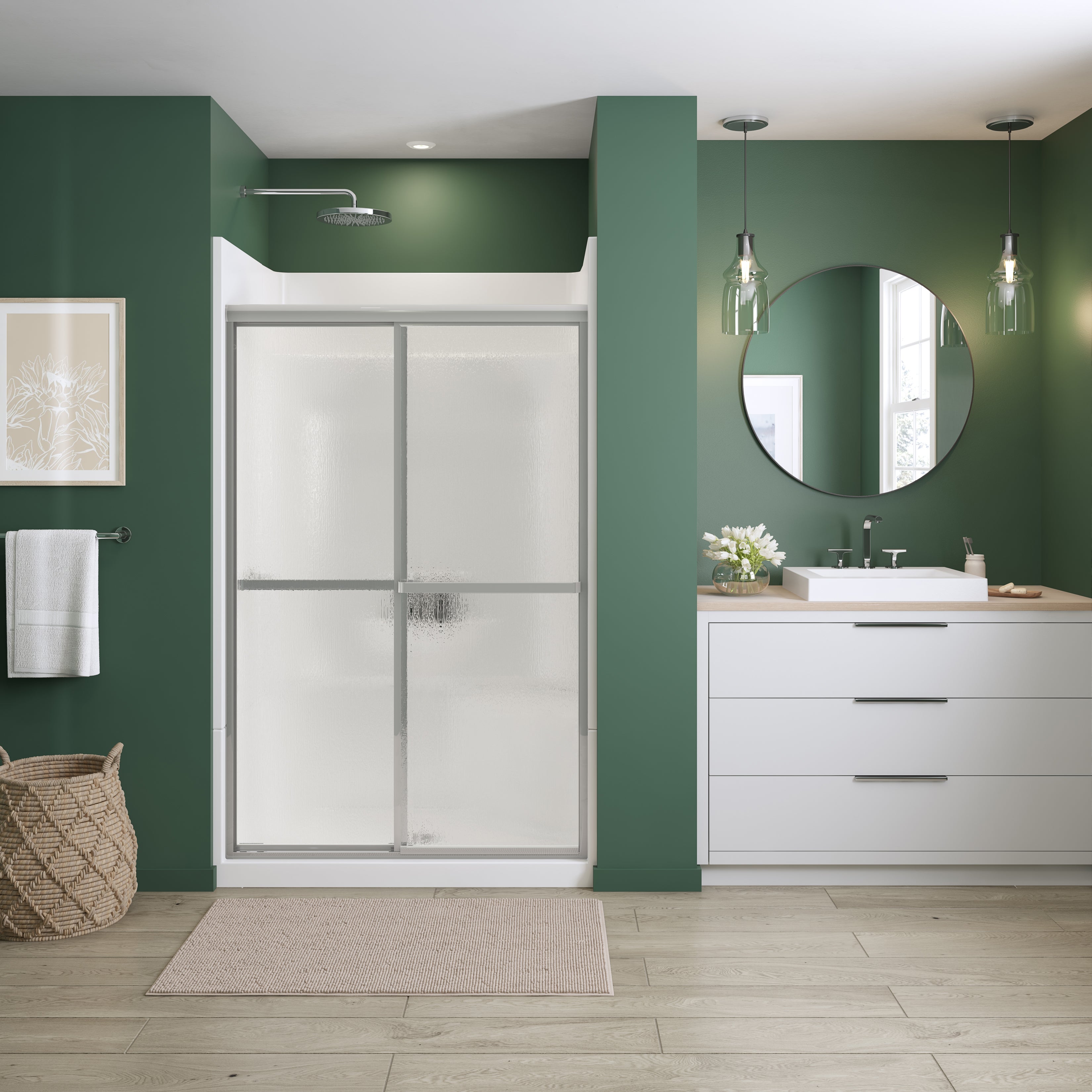 Maax Polar 42-47 ½ x 68 in. Bypass Shower Door for Alcove Installation with Raindrop glass in Chrome