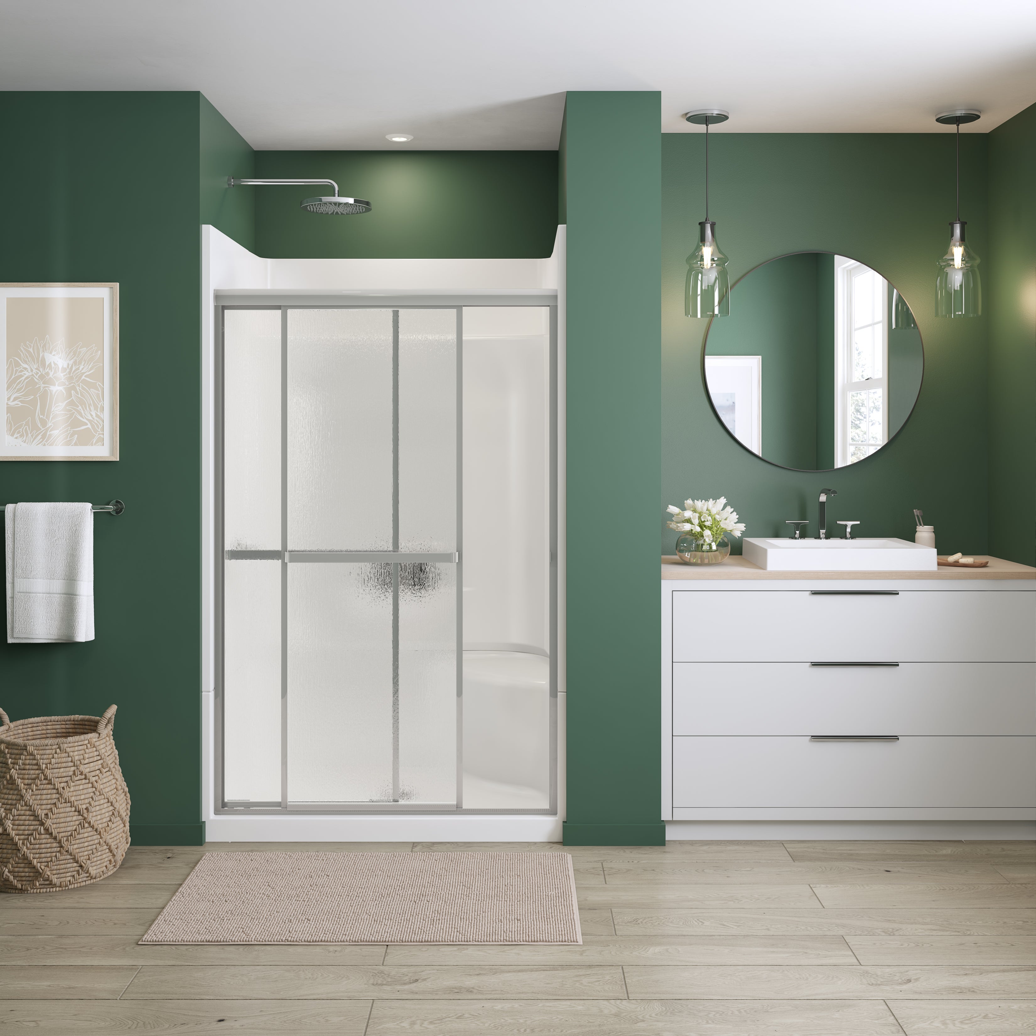 Maax Polar 42-47 ½ x 68 in. Bypass Shower Door for Alcove Installation with Raindrop glass in Chrome