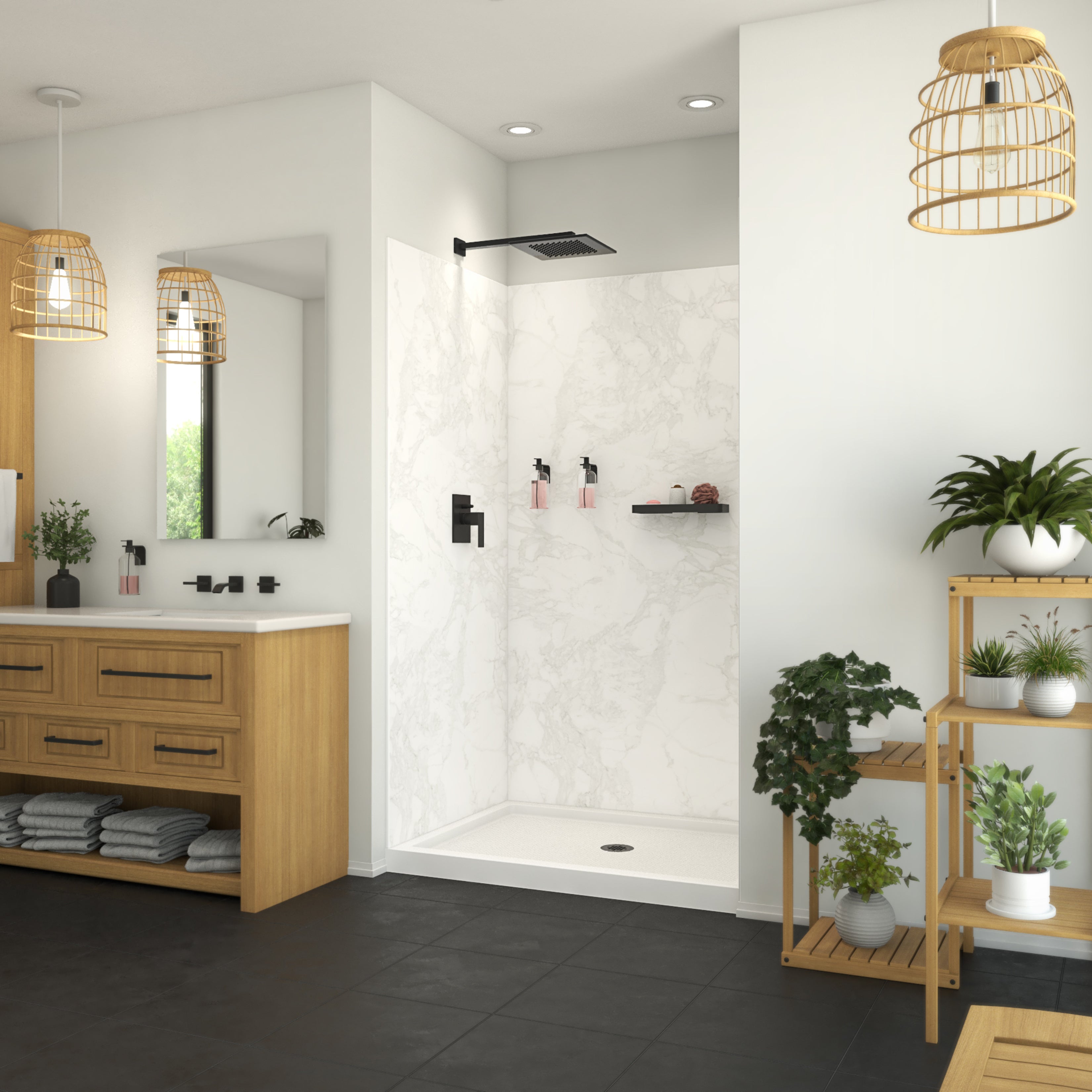 Maax Utile 4832 Composite Direct-to-Stud Three-Piece Alcove Shower Wall Kit