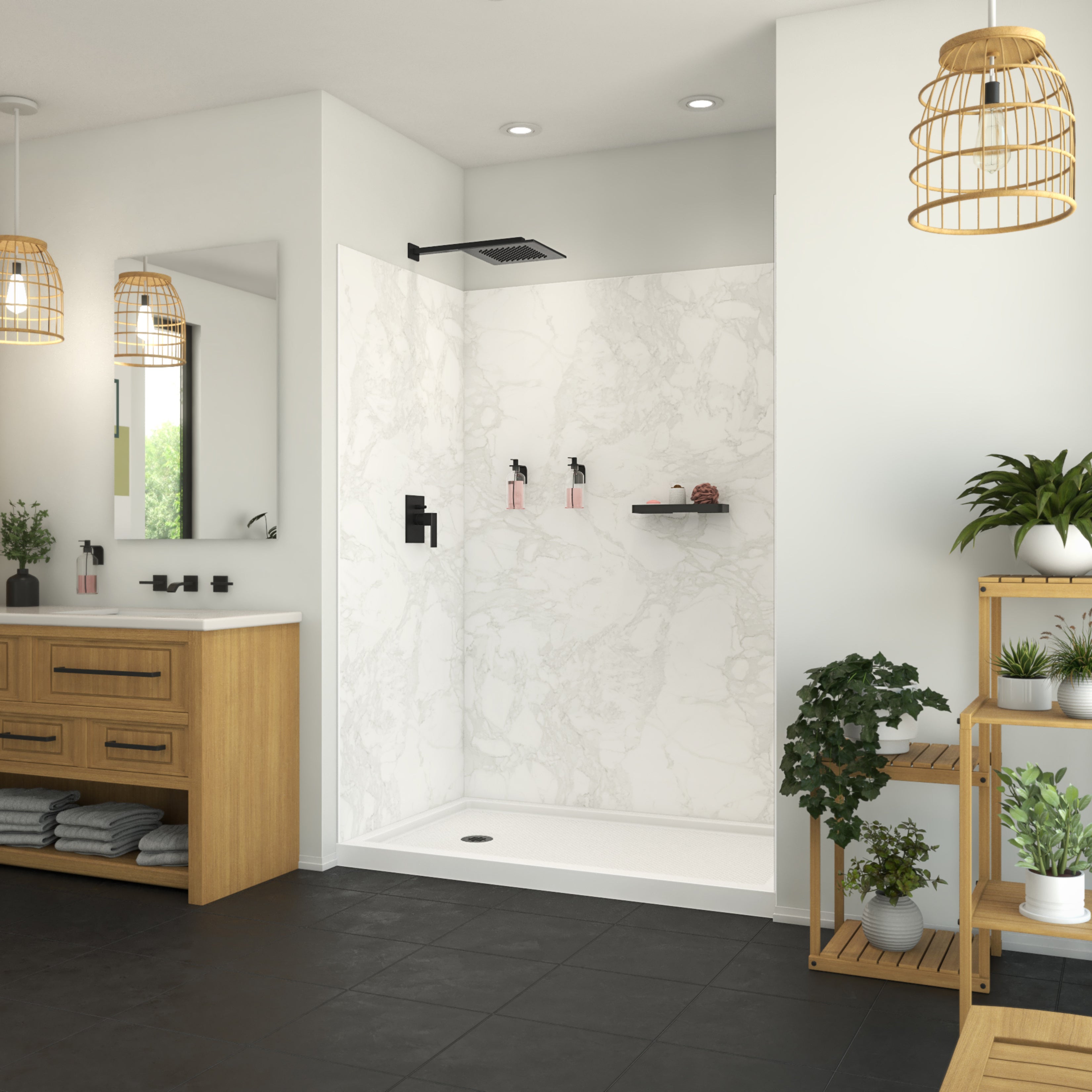 Maax Utile 6036 Composite Direct-to-Stud Three-Piece Alcove Shower Wall Kit