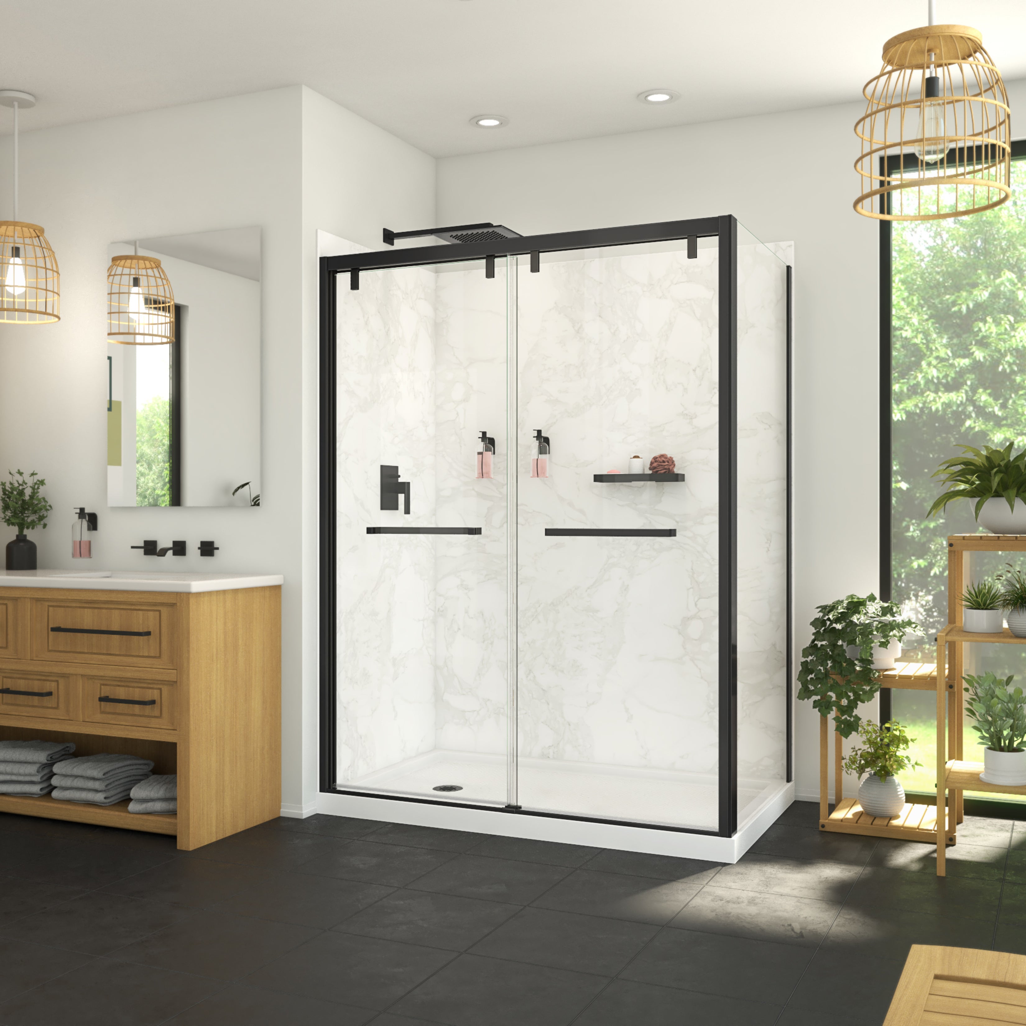Maax Utile 6036 Composite Direct-to-Stud Two-Piece Corner Shower Wall Kit