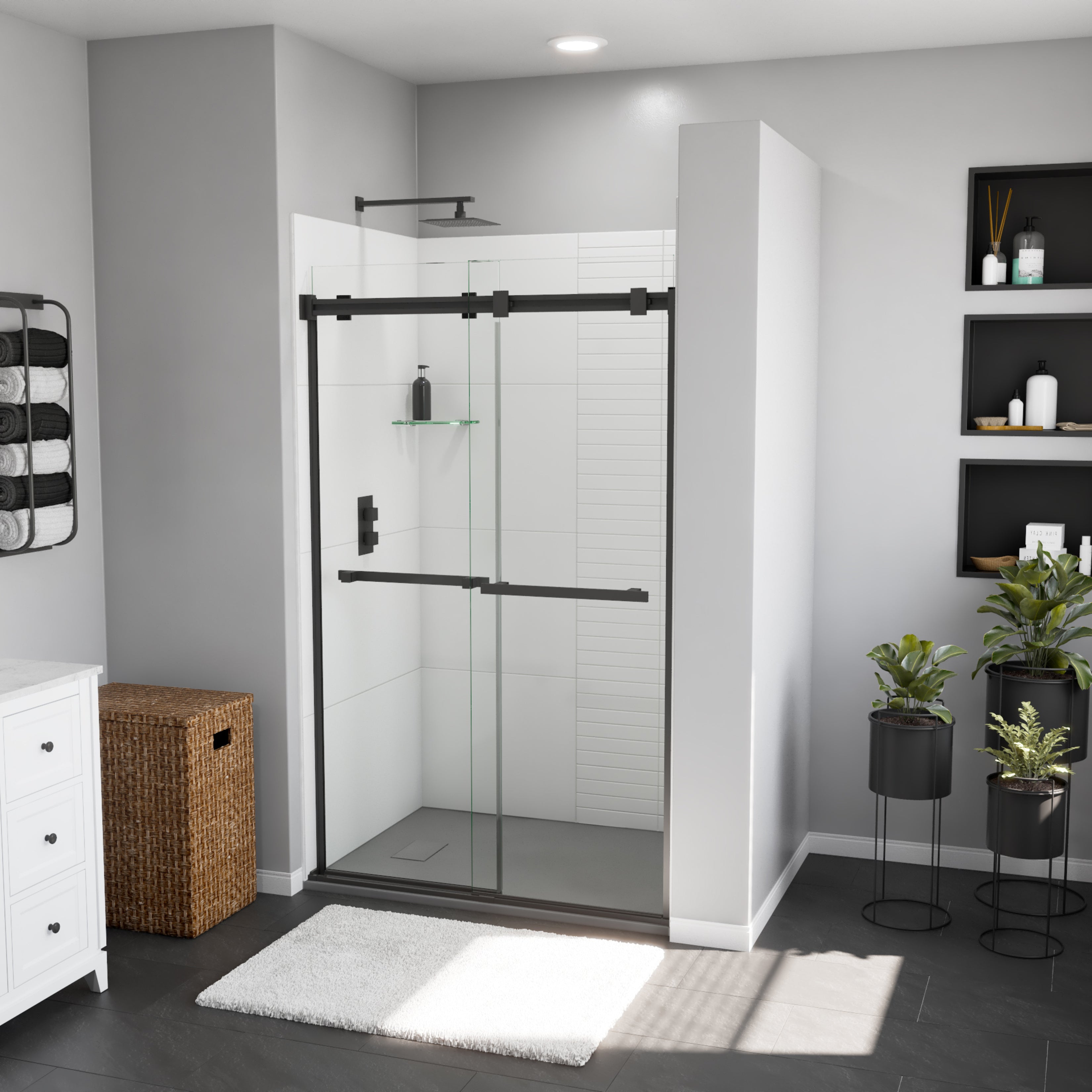 Maax Stonea 4832 Solid Surface Universal Shower Base with End Drain