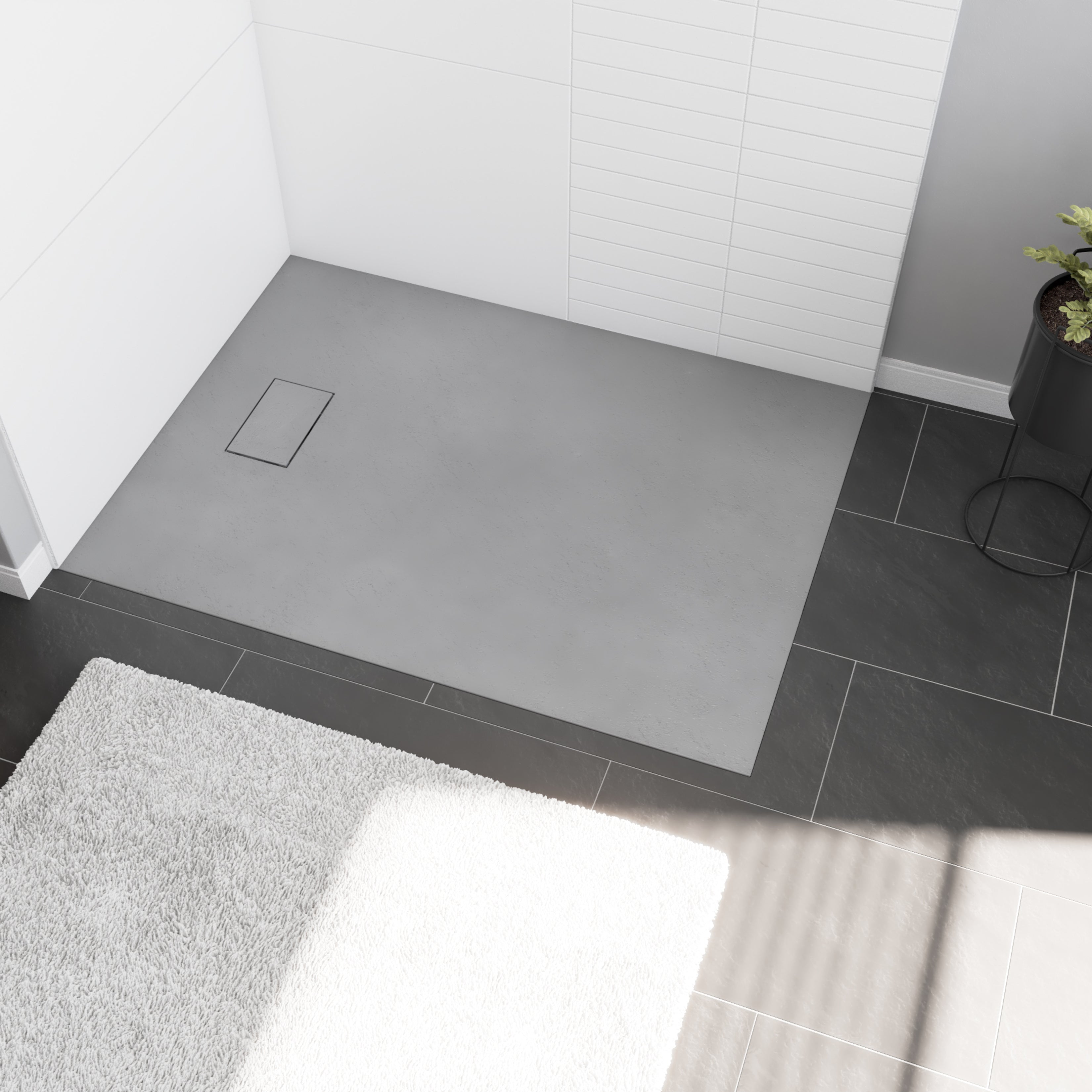 Maax Stonea 4832 Solid Surface Universal Shower Base with End Drain