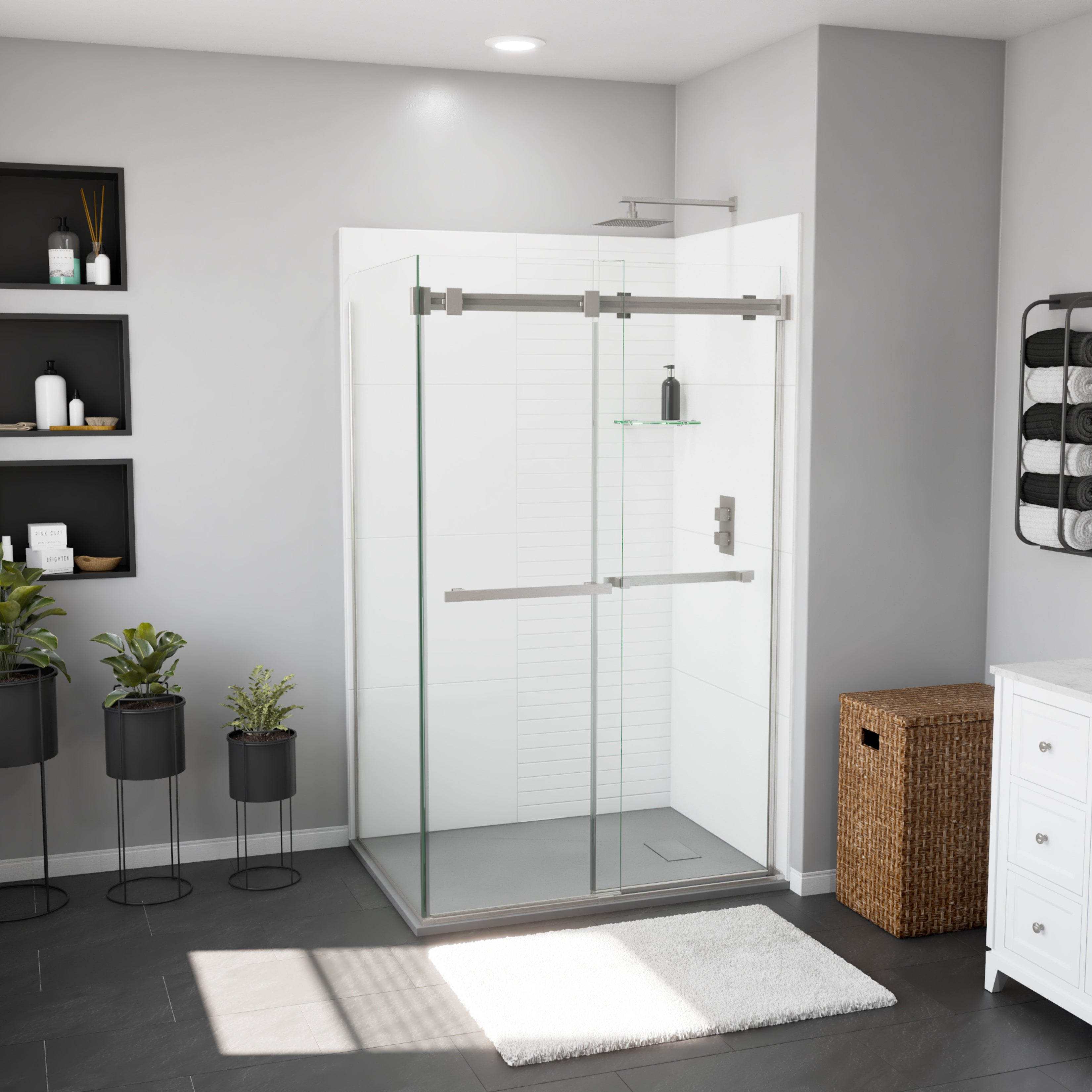 Maax Stonea 4836 Solid Surface Universal Shower Base with End Drain