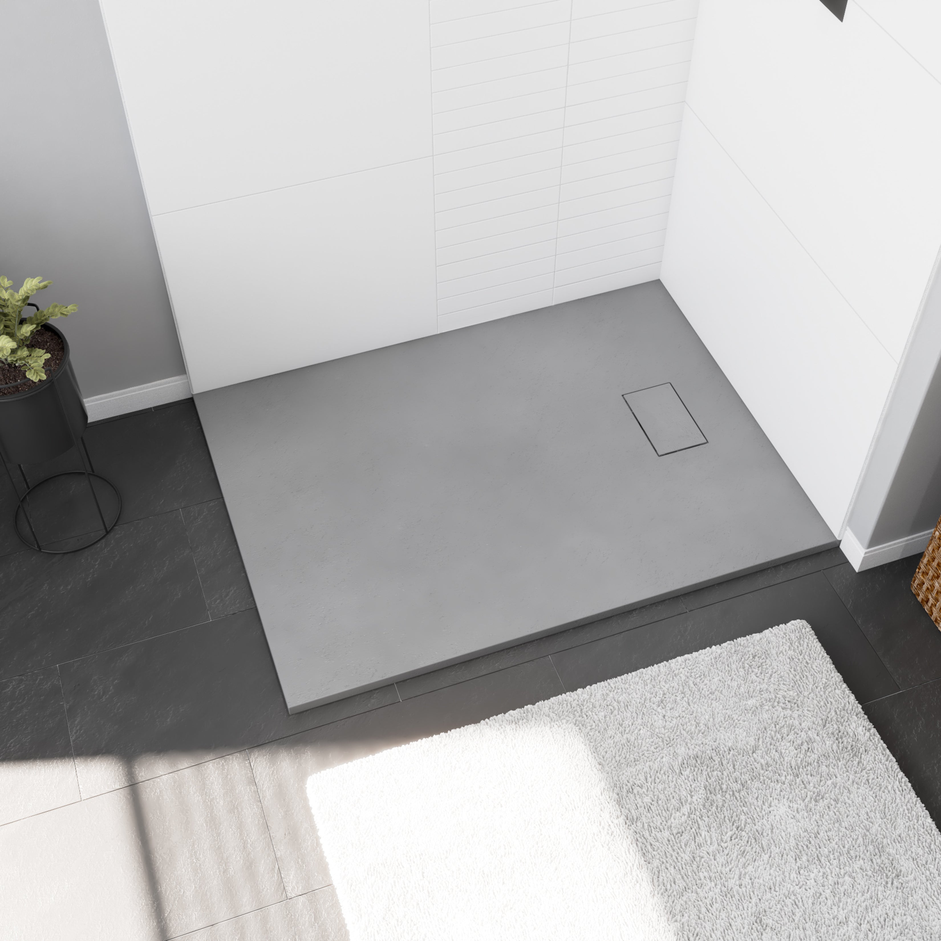 Maax Stonea 4832 Solid Surface Universal Shower Base with End Drain