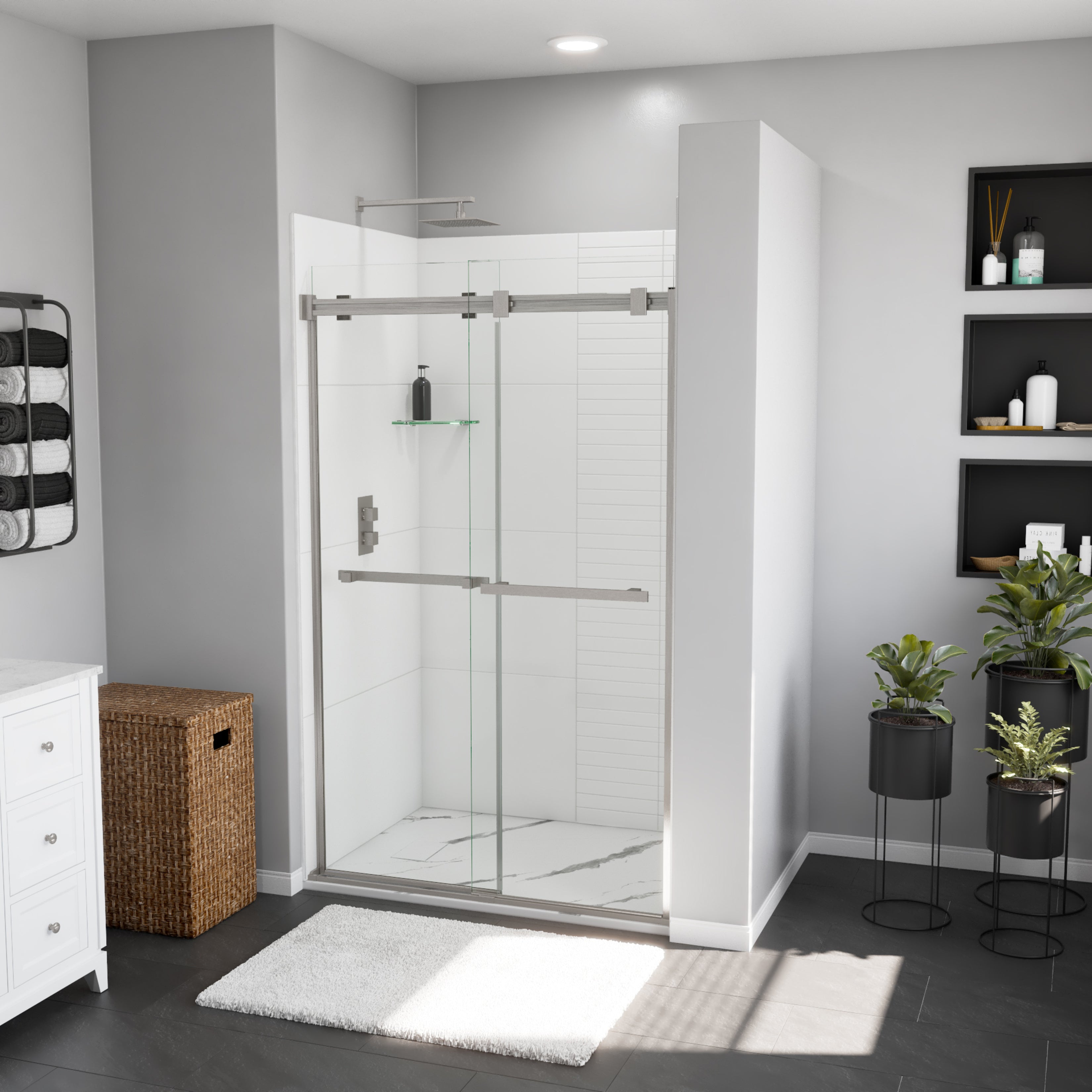 Maax Stonea 4836 Solid Surface Universal Shower Base with End Drain