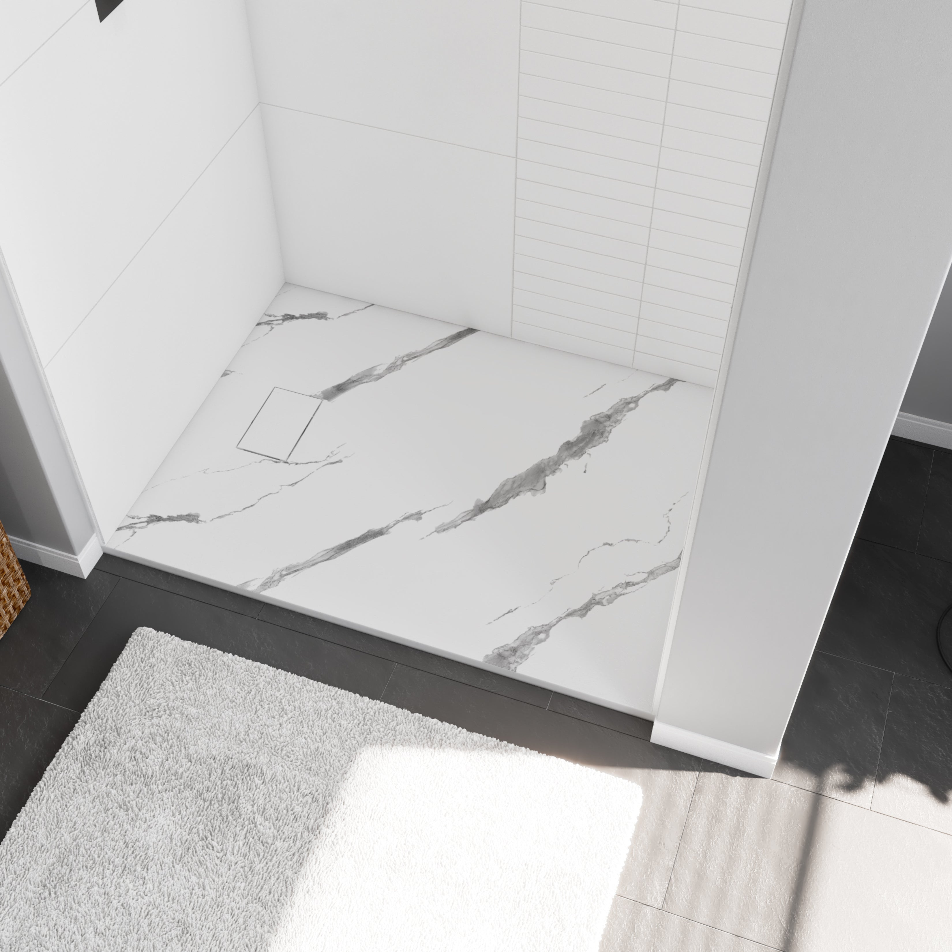 Maax Stonea 4832 Solid Surface Universal Shower Base with End Drain
