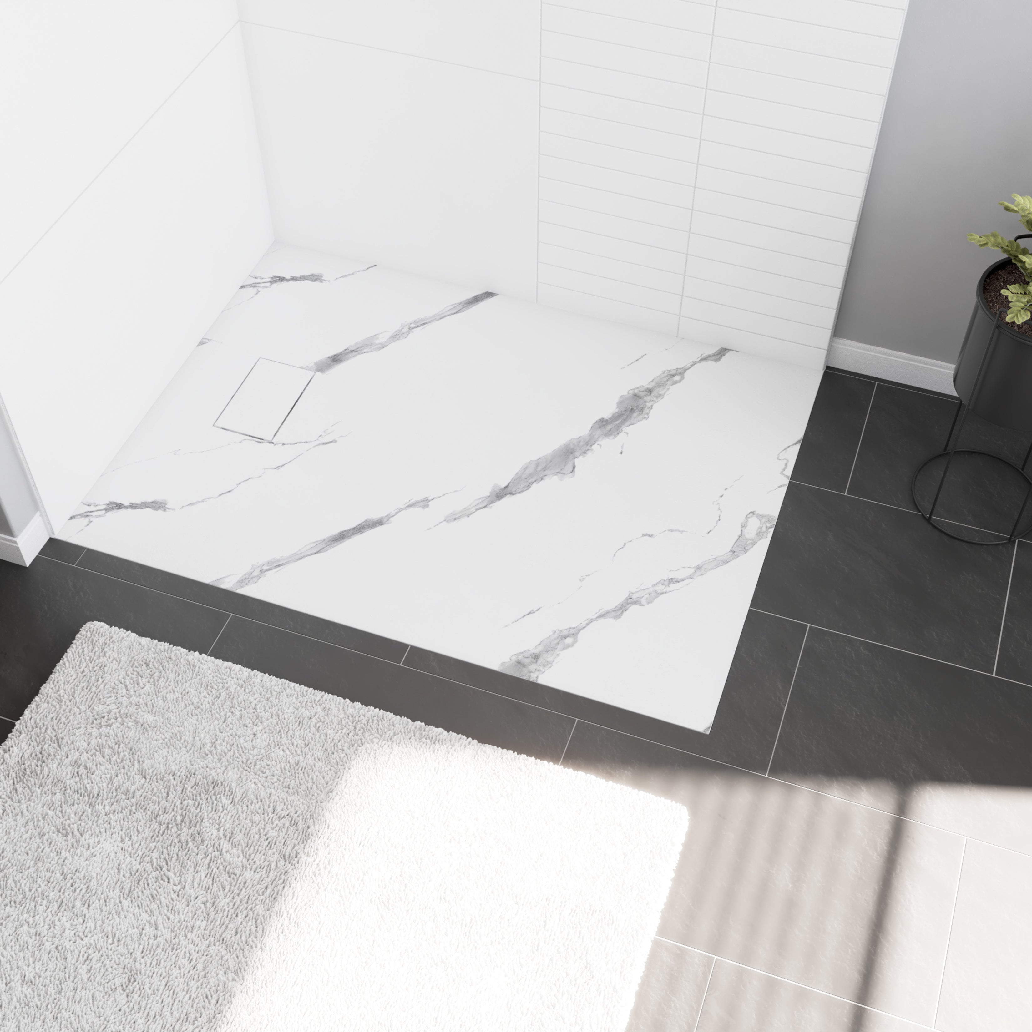 Maax Stonea 4832 Solid Surface Universal Shower Base with End Drain