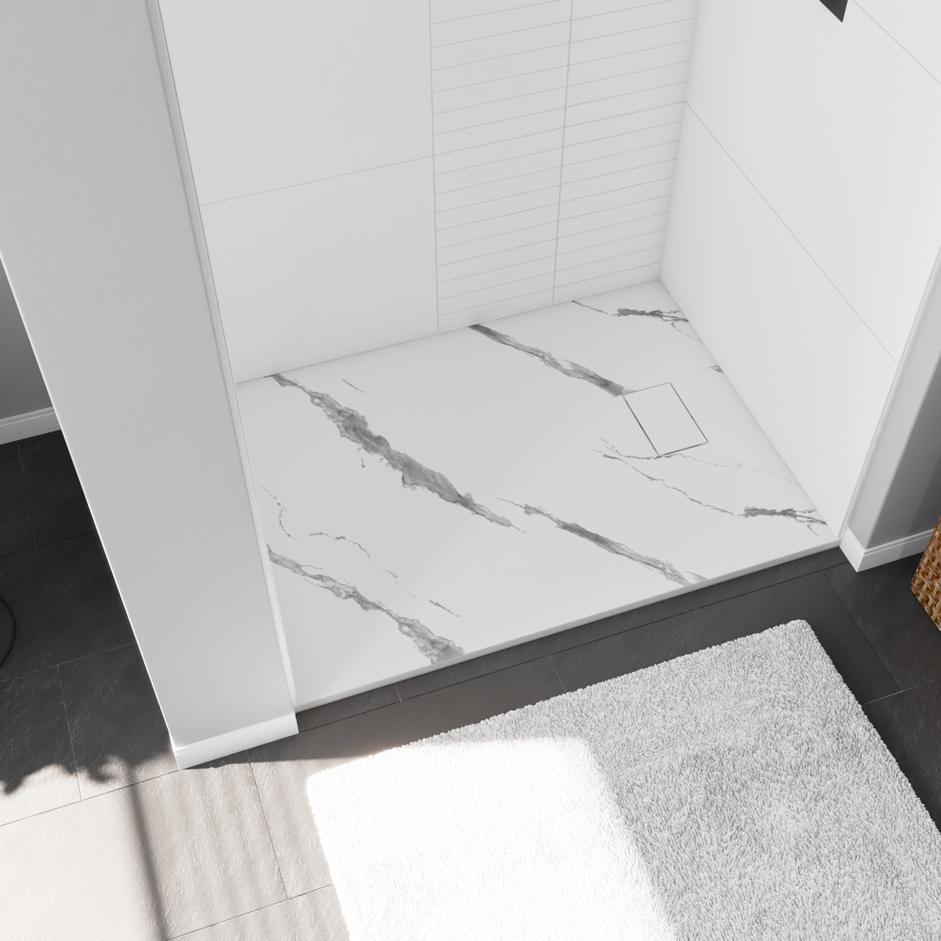 Maax Stonea 4832 Solid Surface Universal Shower Base with End Drain
