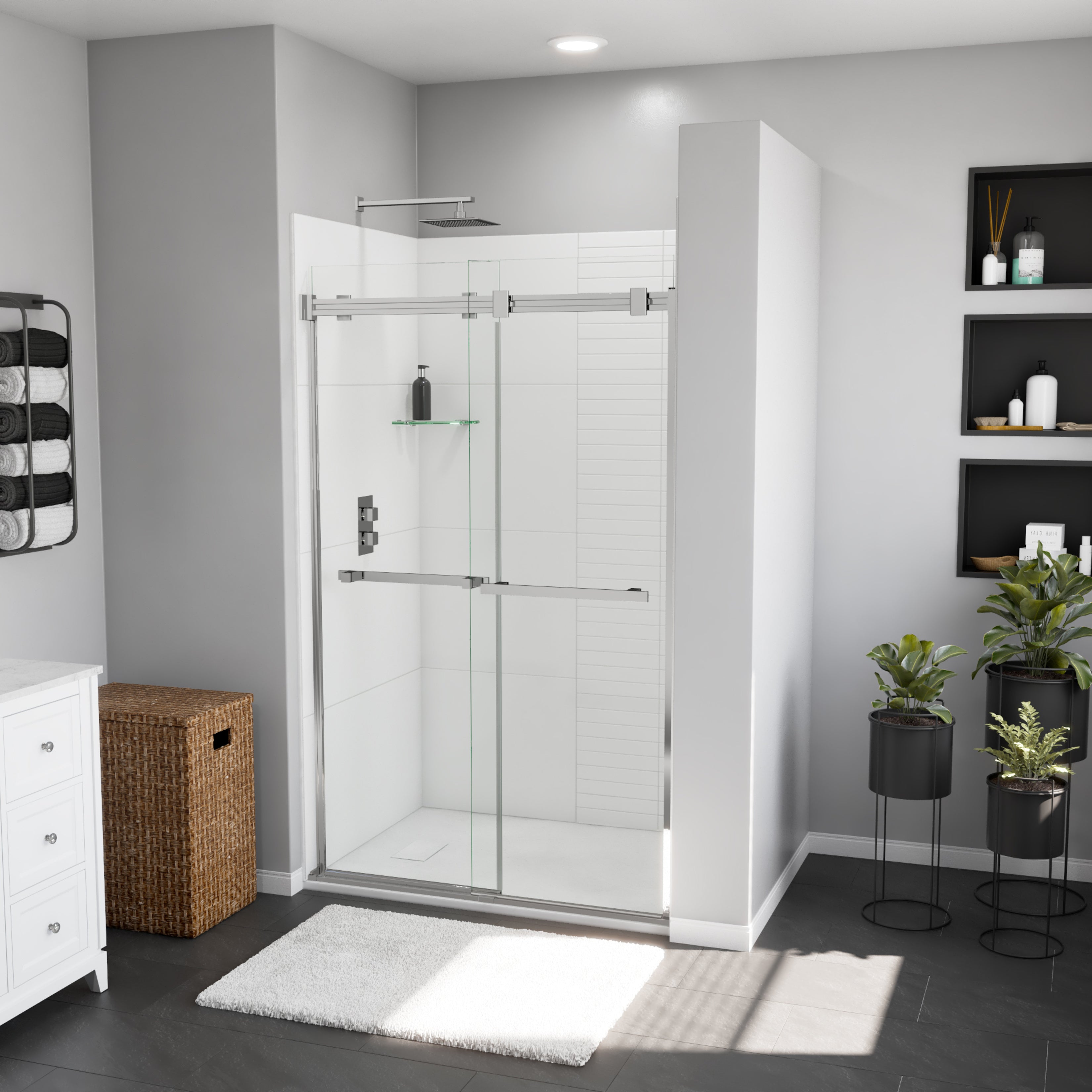 Maax Stonea 4832 Solid Surface Universal Shower Base with End Drain
