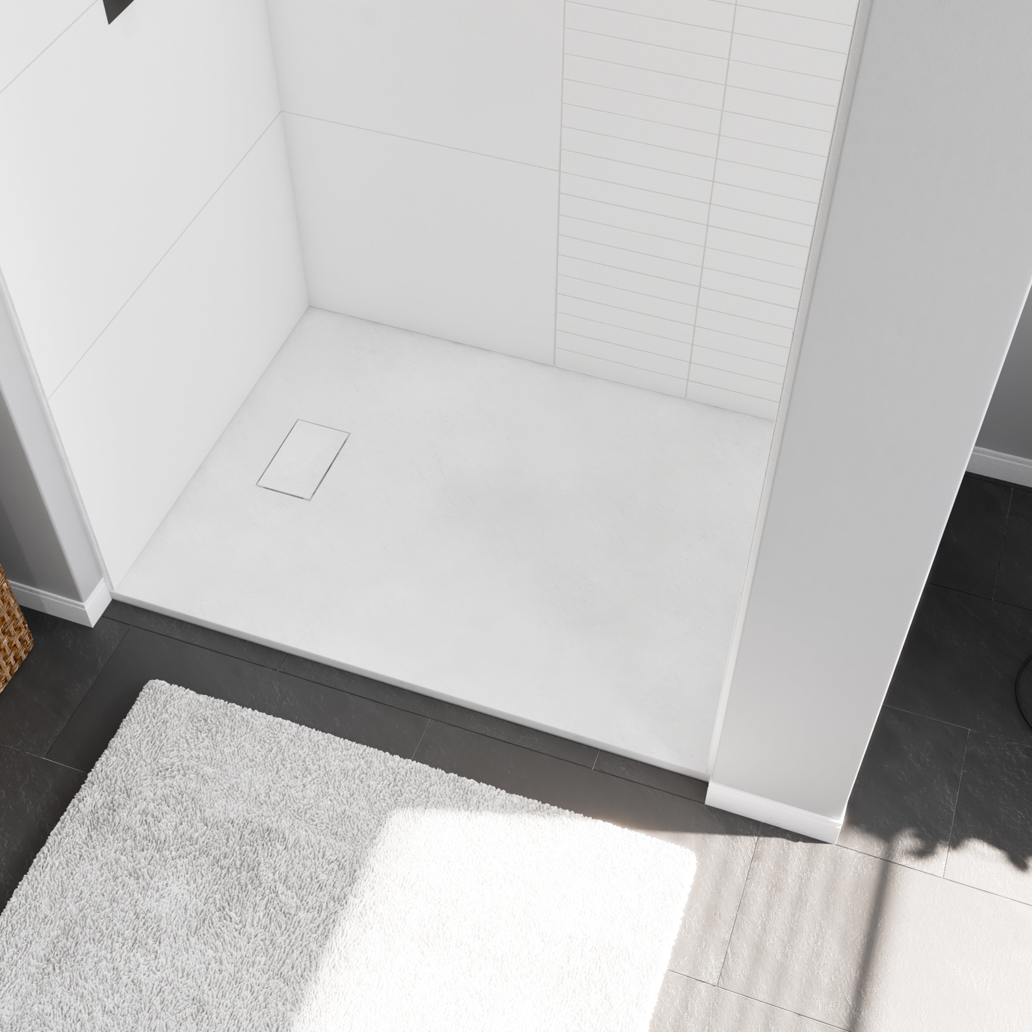 Maax Stonea 4832 Solid Surface Universal Shower Base with End Drain