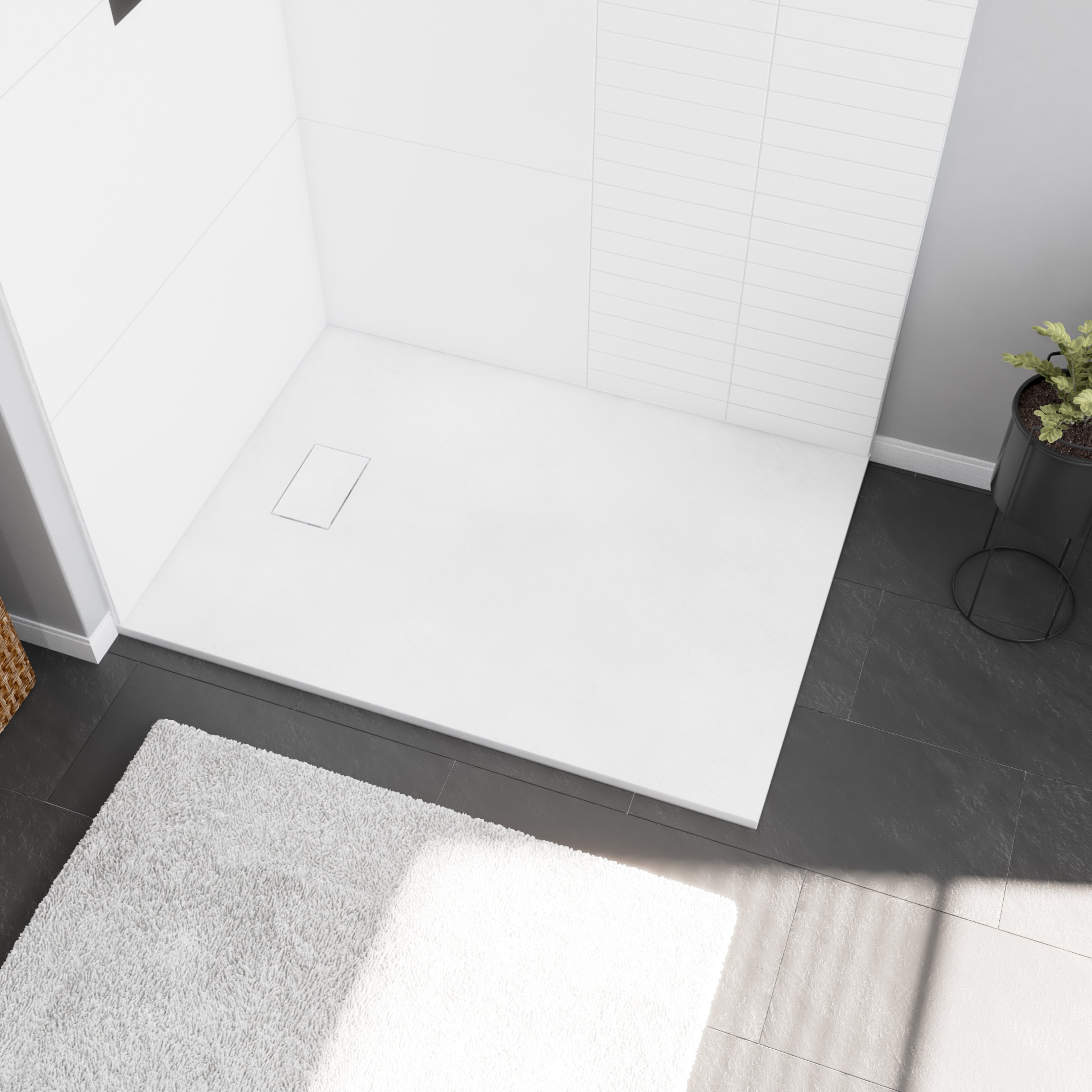 Maax Stonea 4836 Solid Surface Universal Shower Base with End Drain