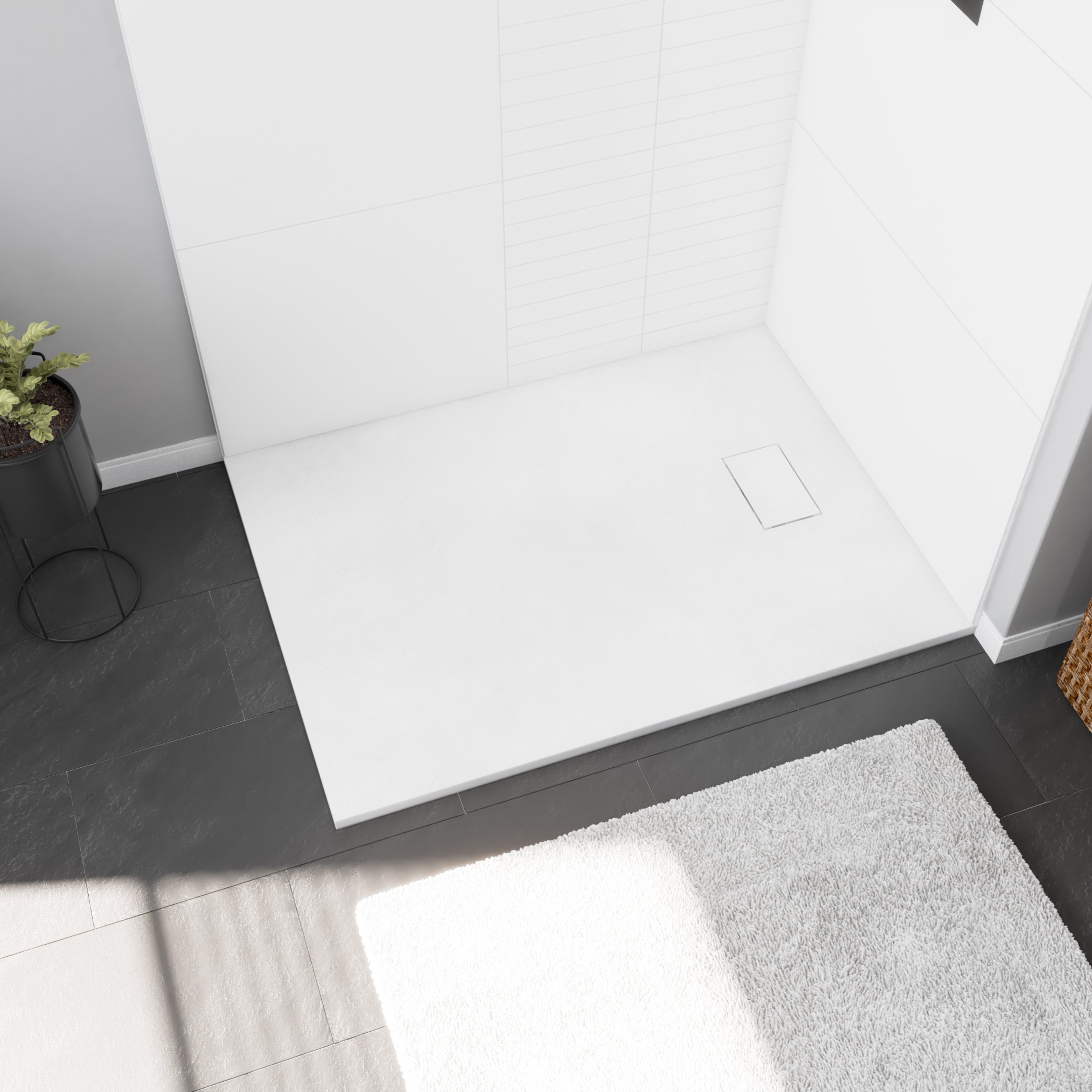 Maax Stonea 4836 Solid Surface Universal Shower Base with End Drain