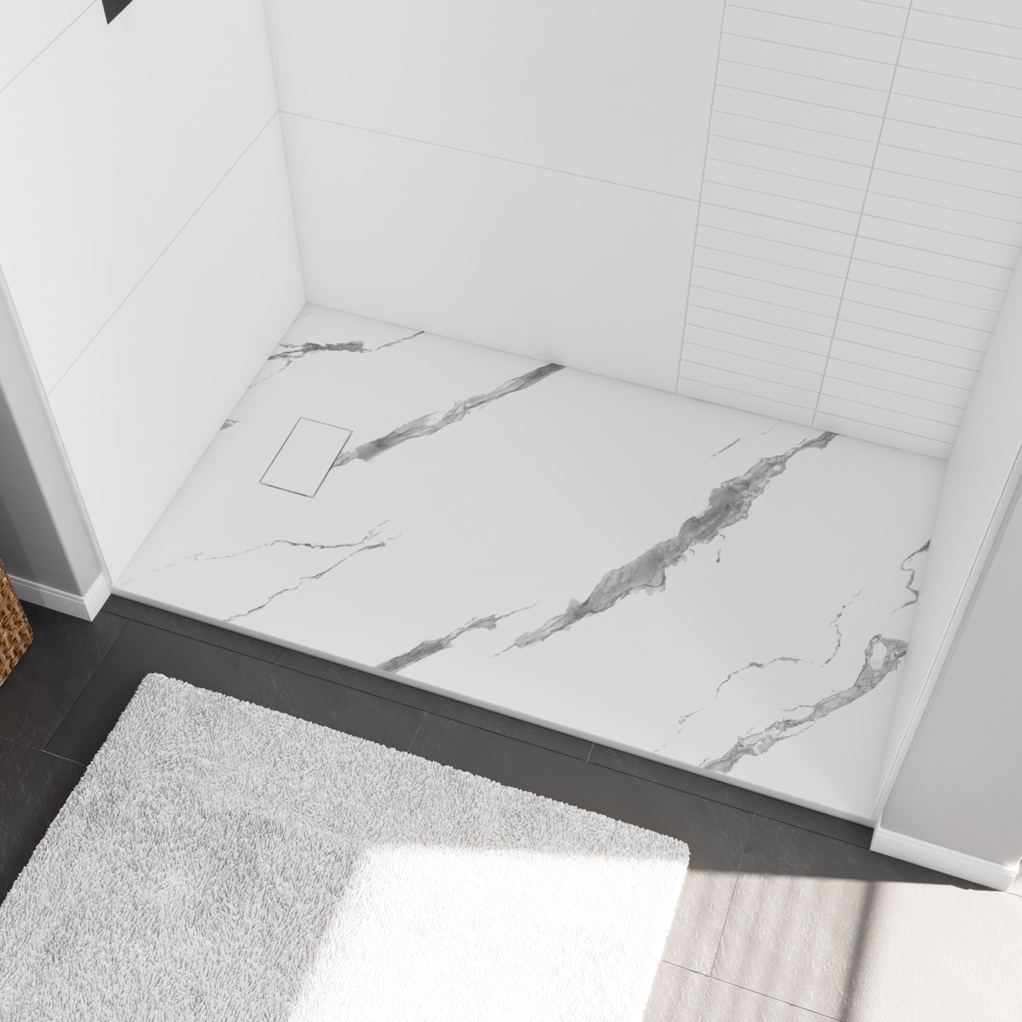 Maax Stonea 6036 Solid Surface Universal Shower Base with End Drain