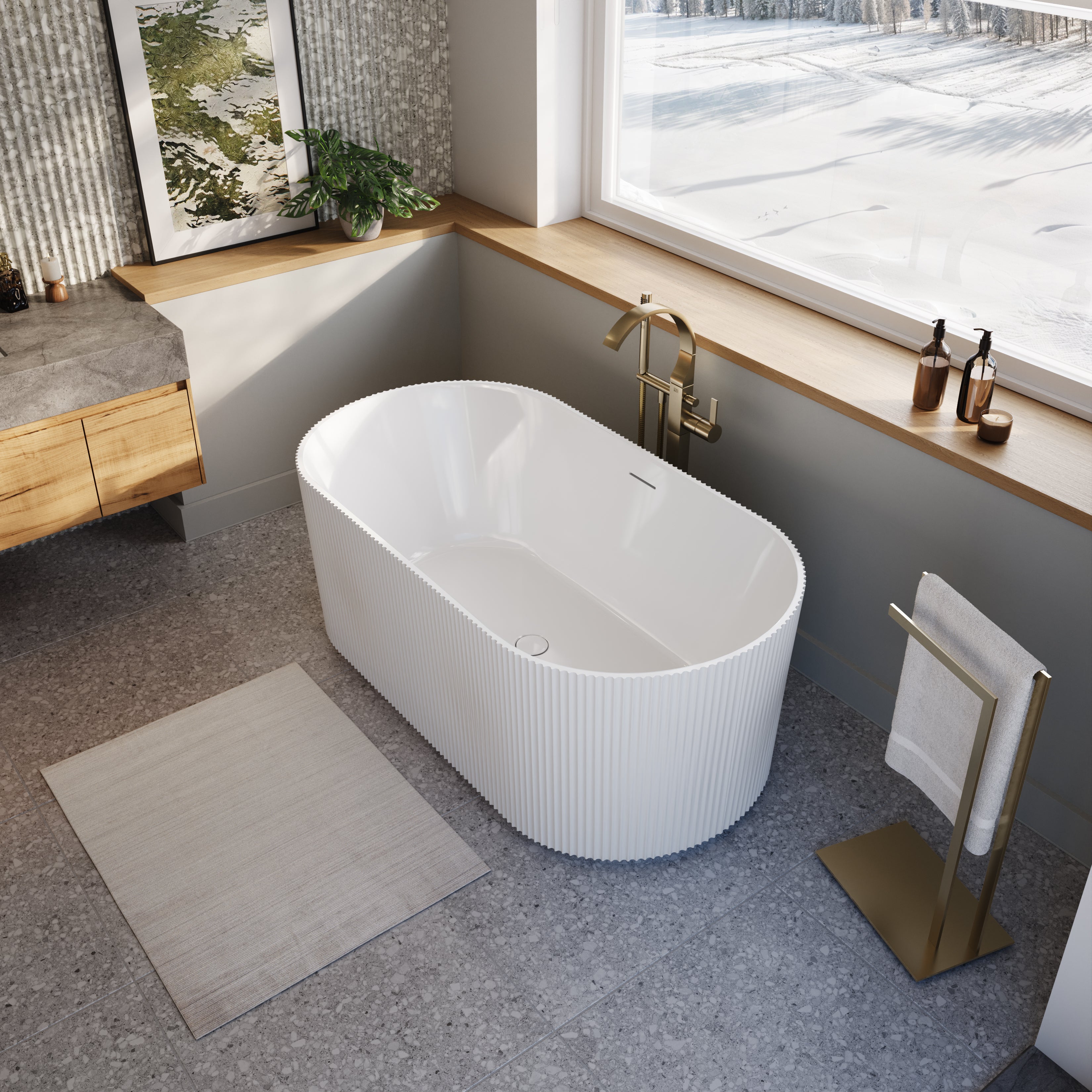 Maax Tori 5932 Acrylic Freestanding Center Drain Bathtub