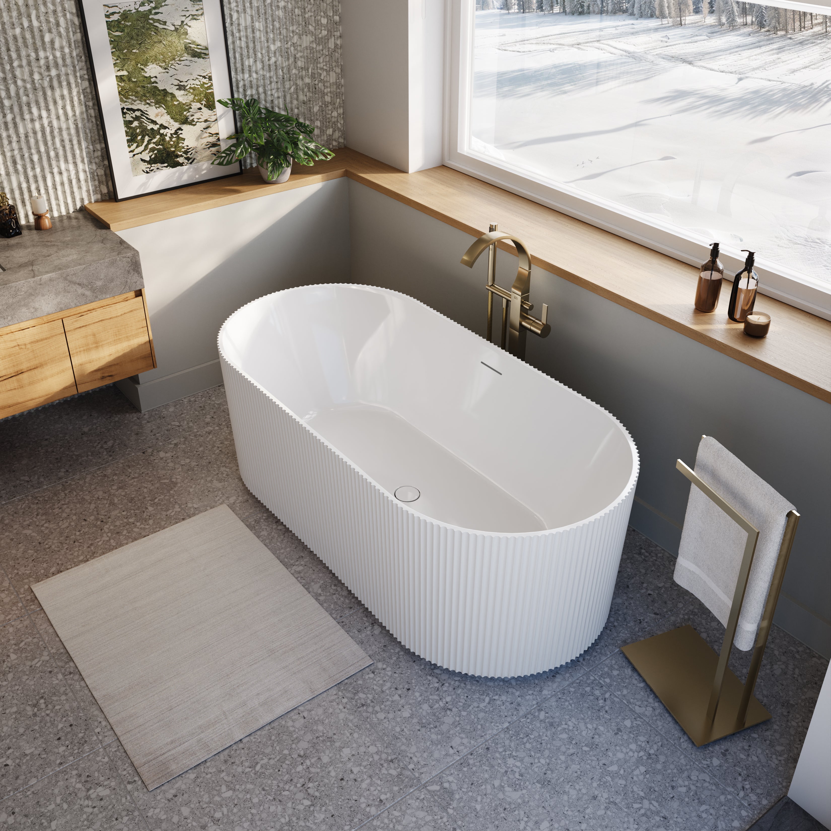 Maax Tori 6732 Acrylic Freestanding Center Drain Bathtub