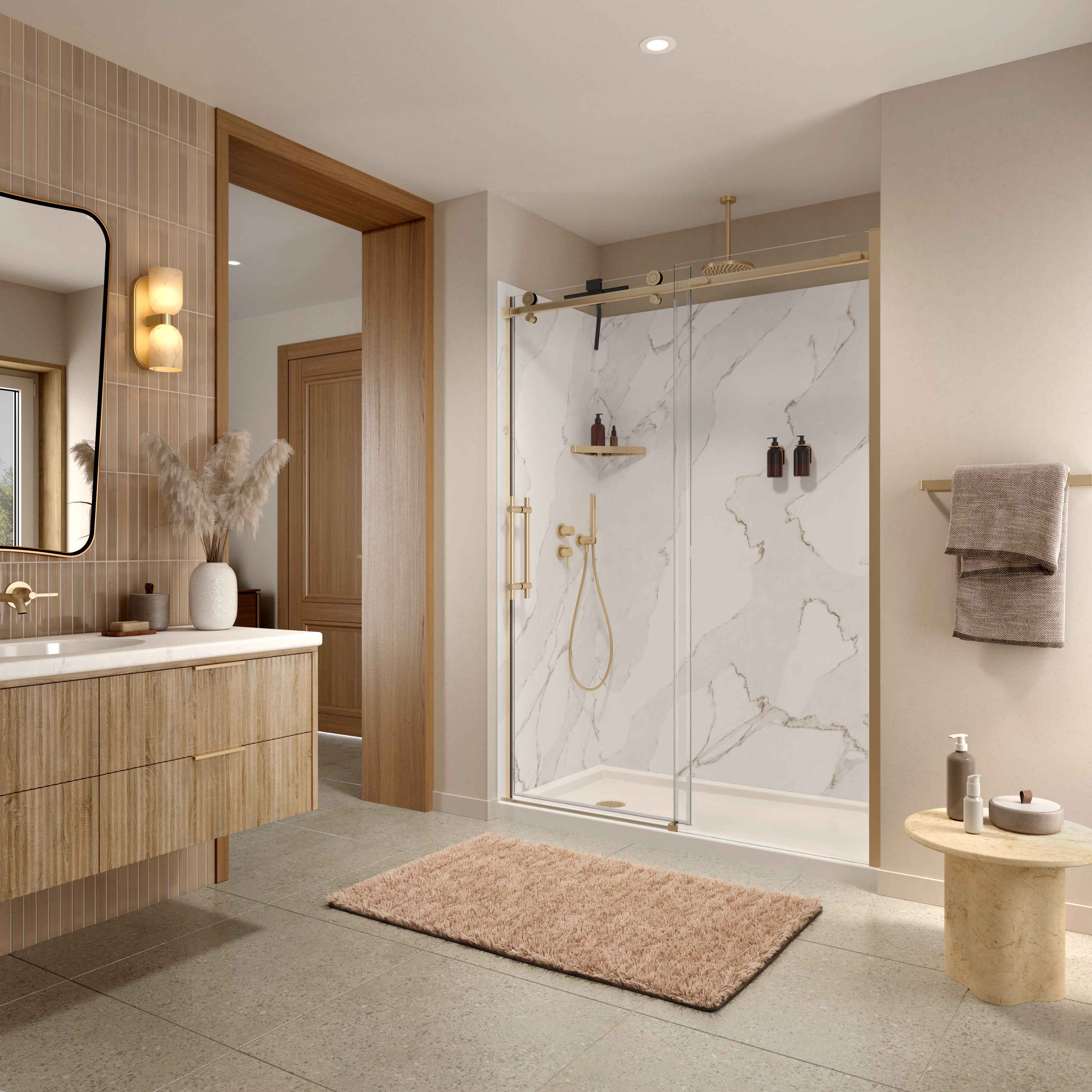 Maax Utile 6036 Composite Direct-to-Stud Three-Piece Alcove Shower Wall Kit