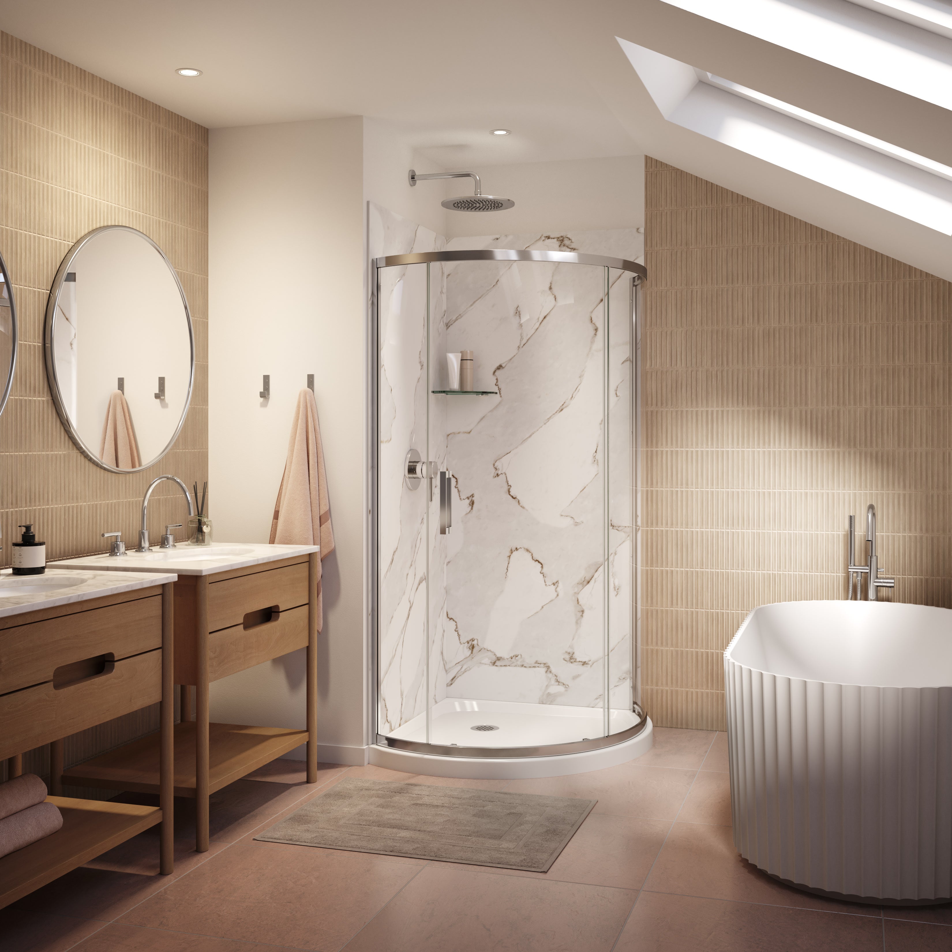 Maax Utile 3636 Composite Direct-to-Stud Two-Piece Corner Shower Wall Kit