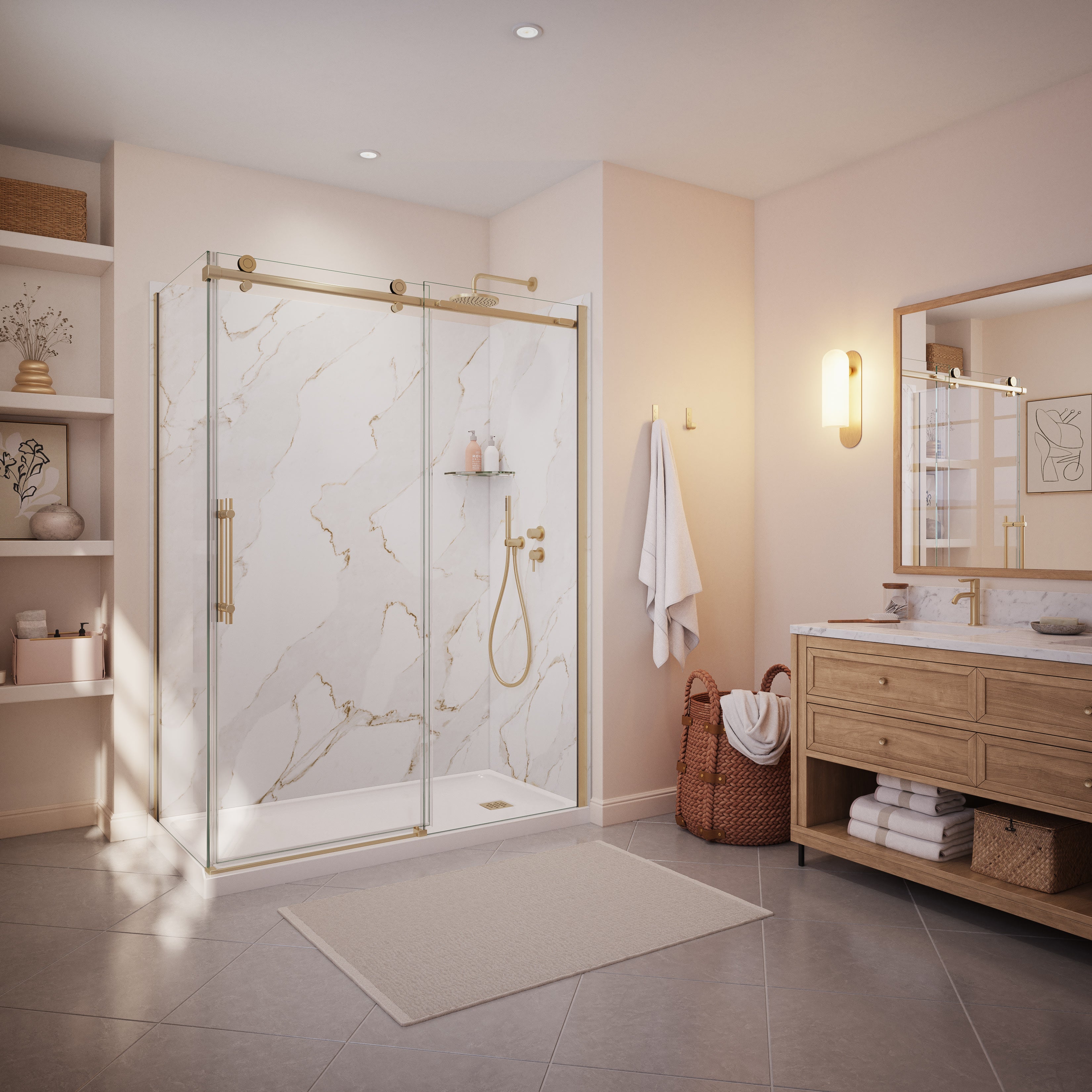 Maax Utile 6032 Composite Direct-to-Stud Two-Piece Corner Shower Wall Kit