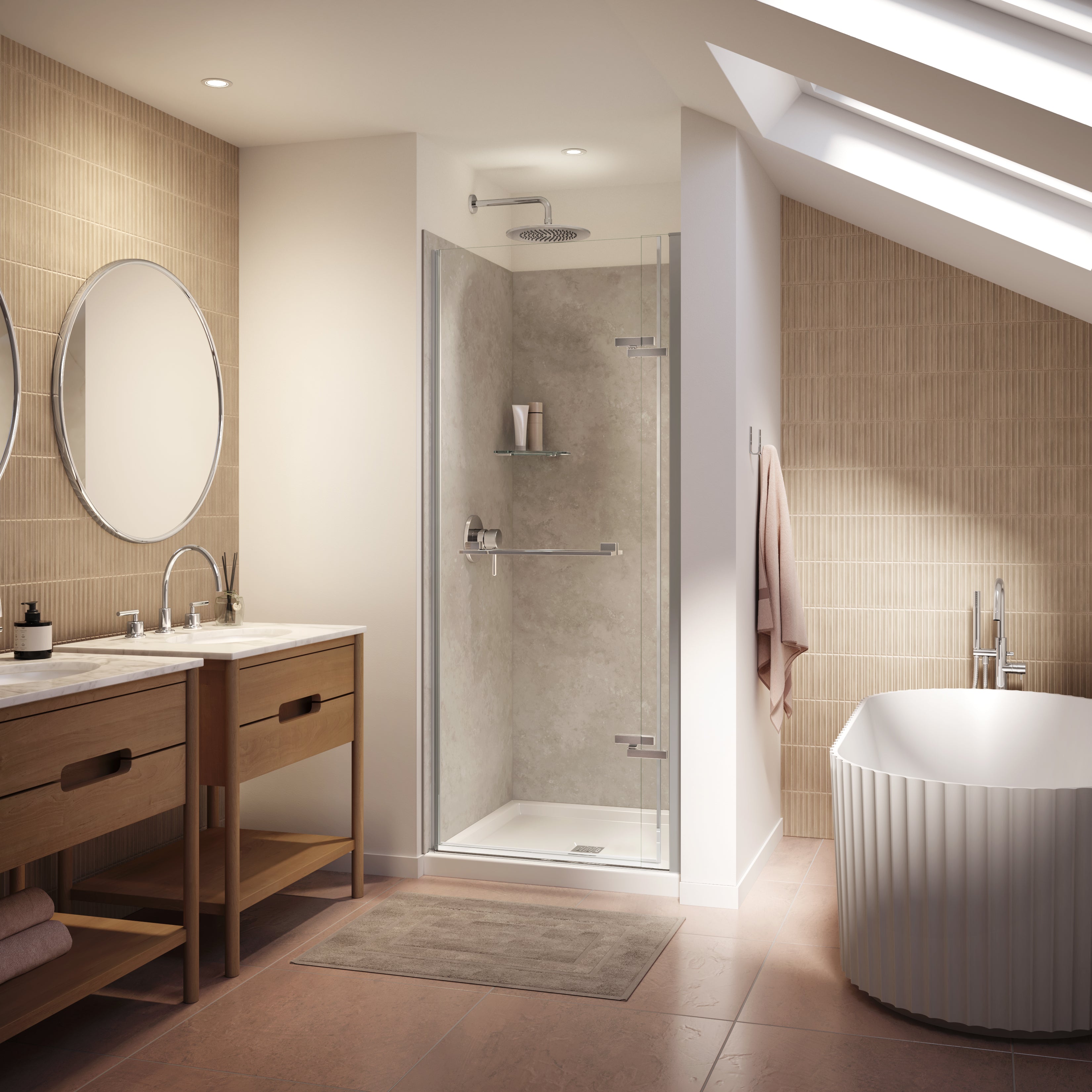 Maax Utile 3636 Composite Direct-to-Stud Three-Piece Alcove Shower Wall Kit