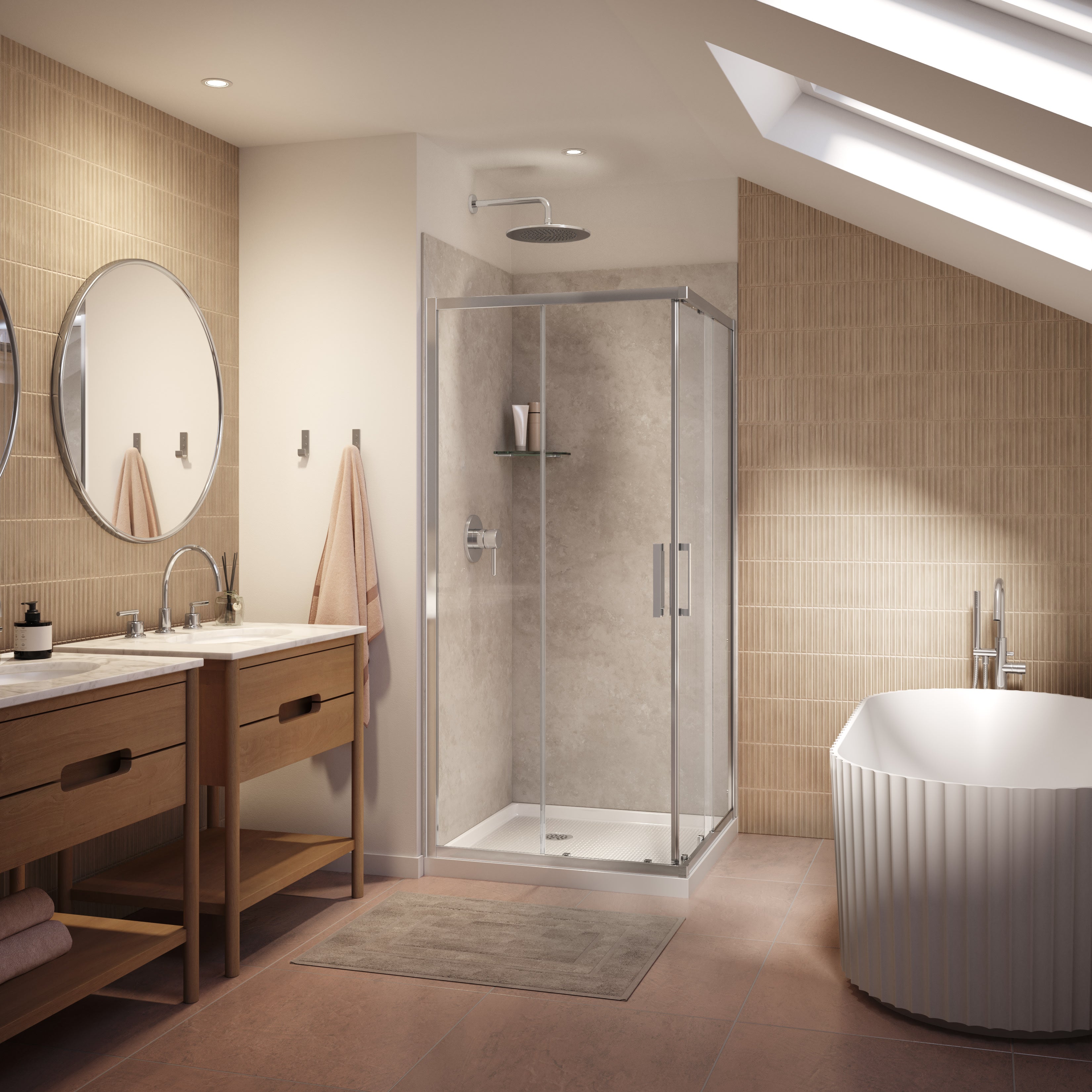 Maax Utile 3636 Composite Direct-to-Stud Two-Piece Corner Shower Wall Kit