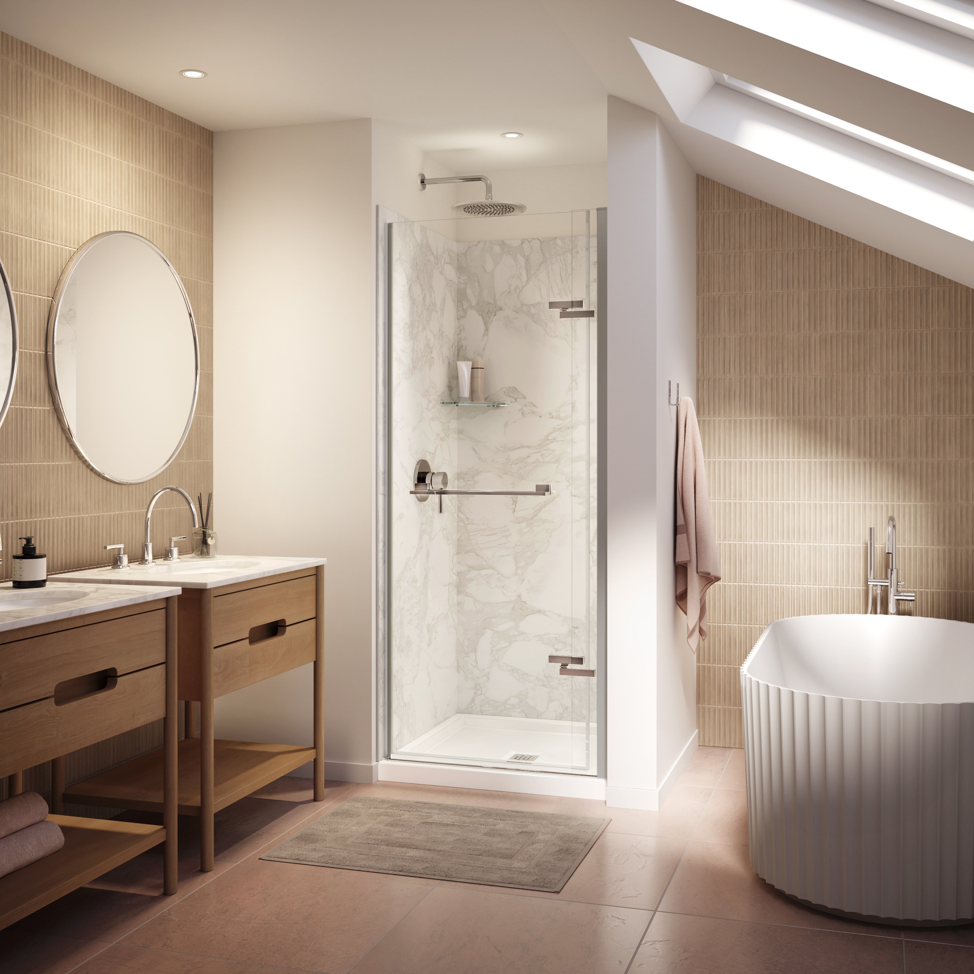 Maax Utile 3636 Composite Direct-to-Stud Three-Piece Alcove Shower Wall Kit