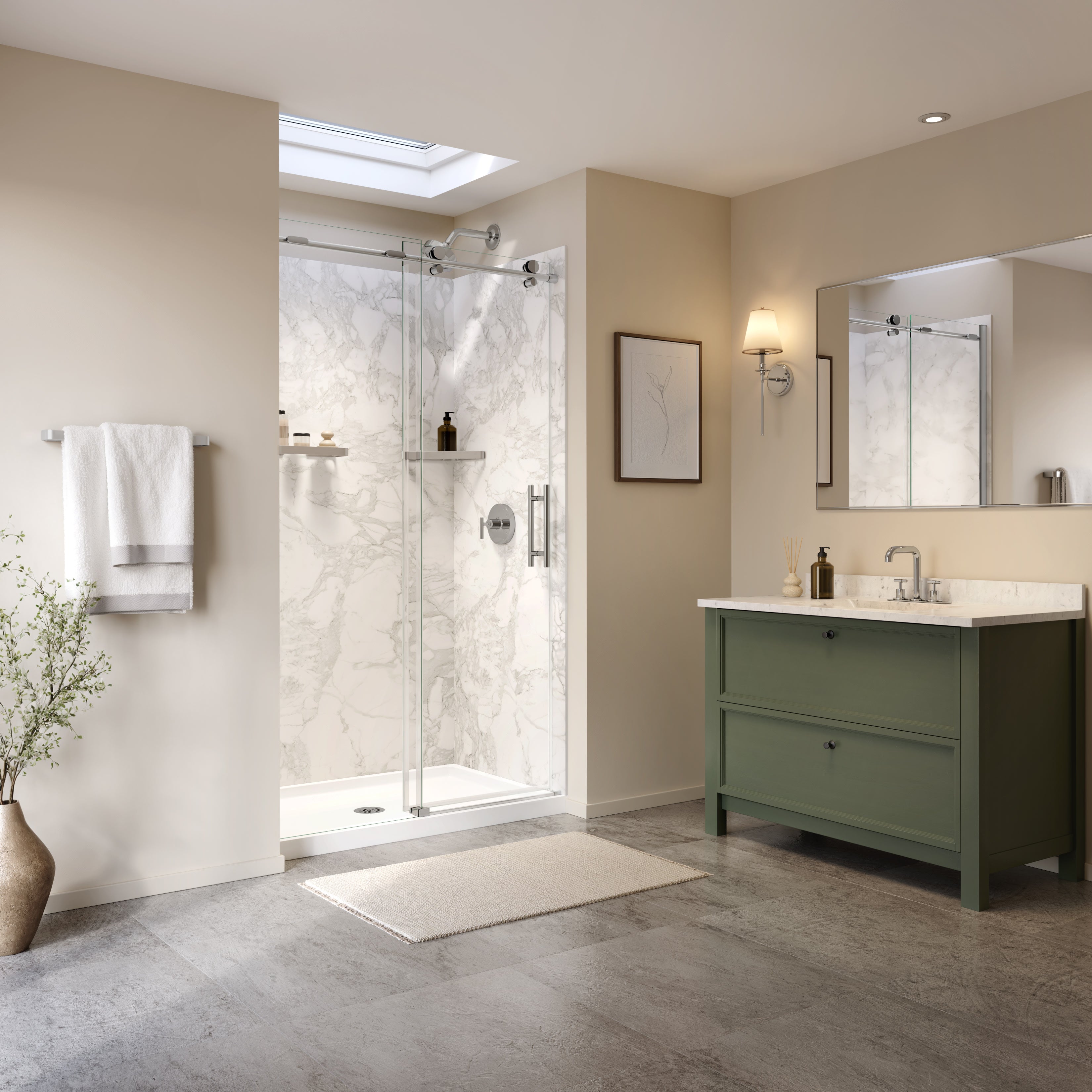 Maax Utile 4832 Composite Direct-to-Stud Three-Piece Alcove Shower Wall Kit
