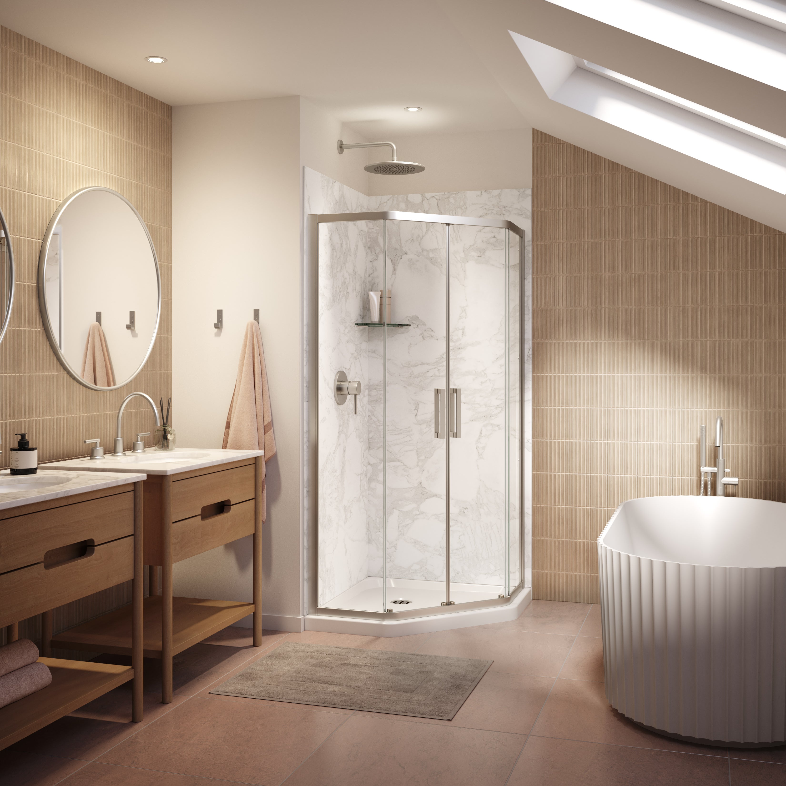 Maax Utile 3636 Composite Direct-to-Stud Two-Piece Corner Shower Wall Kit