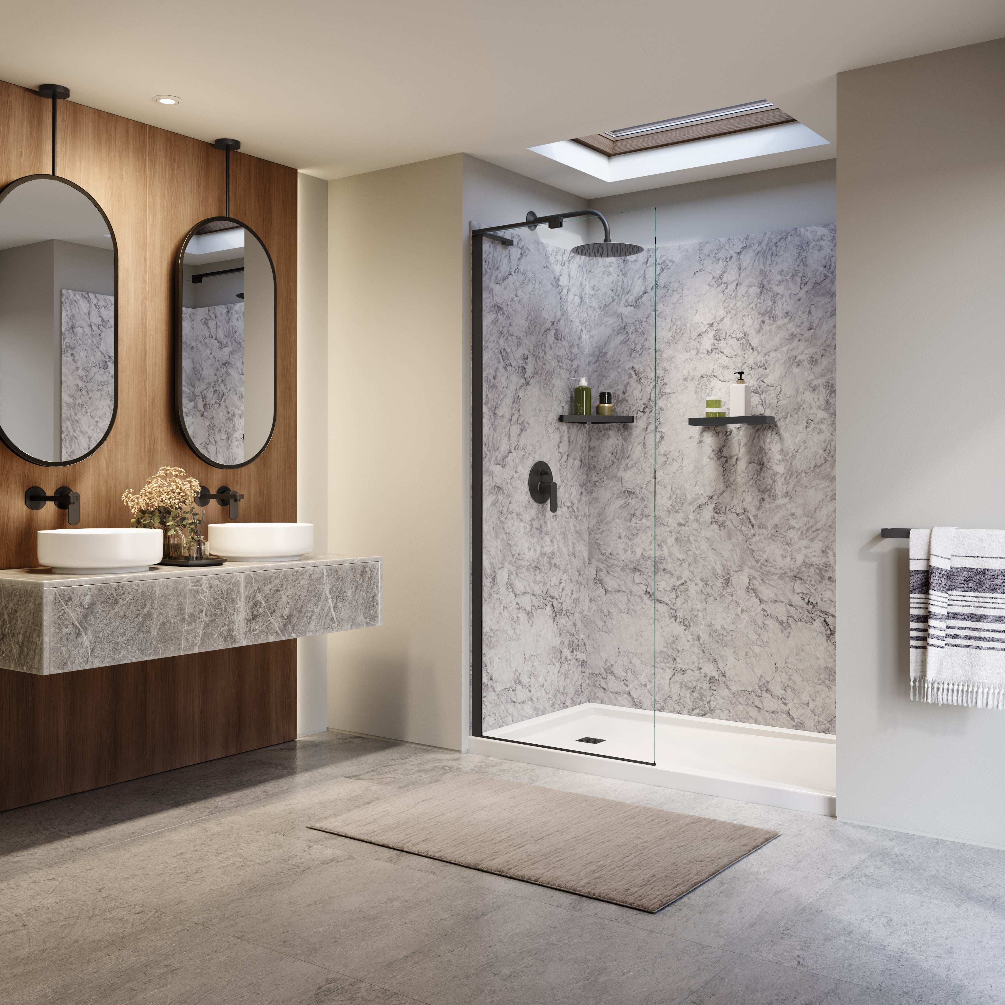 Maax Utile 6036 Composite Direct-to-Stud Three-Piece Alcove Shower Wall Kit