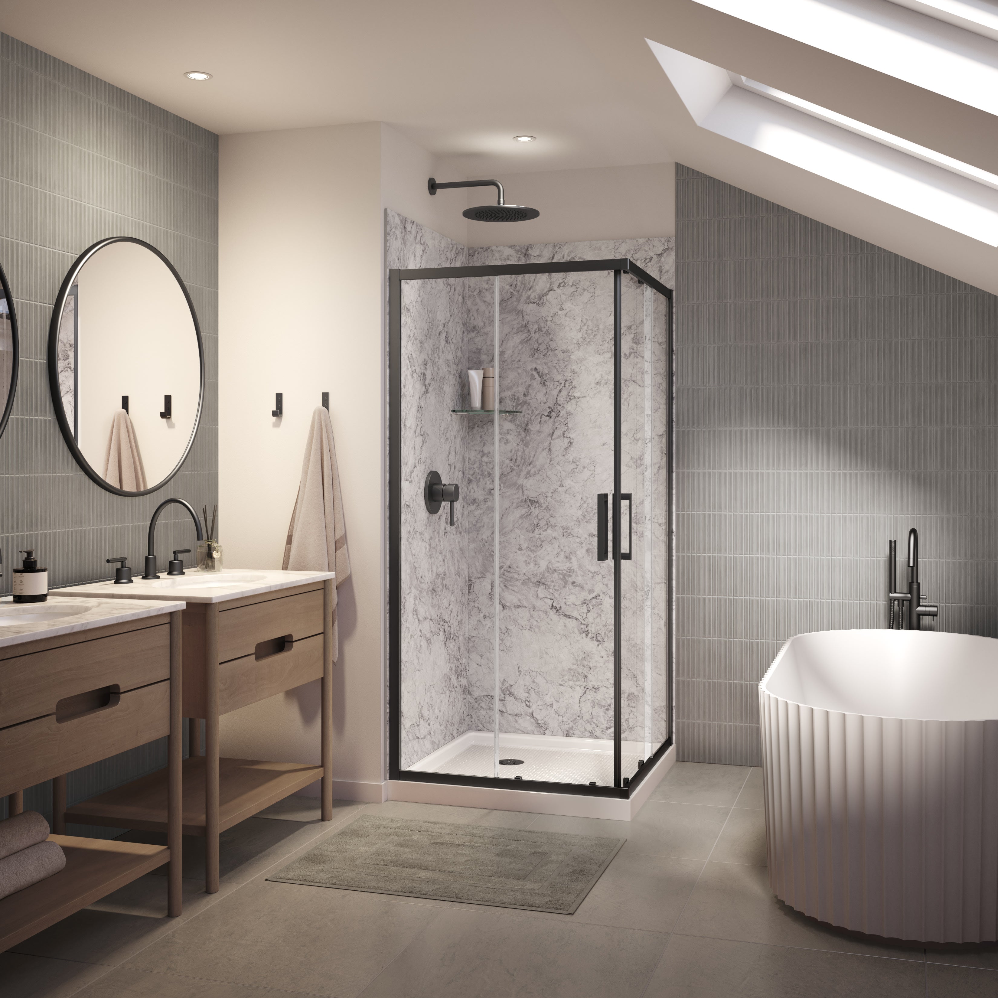 Maax Utile 3636 Composite Direct-to-Stud Two-Piece Corner Shower Wall Kit