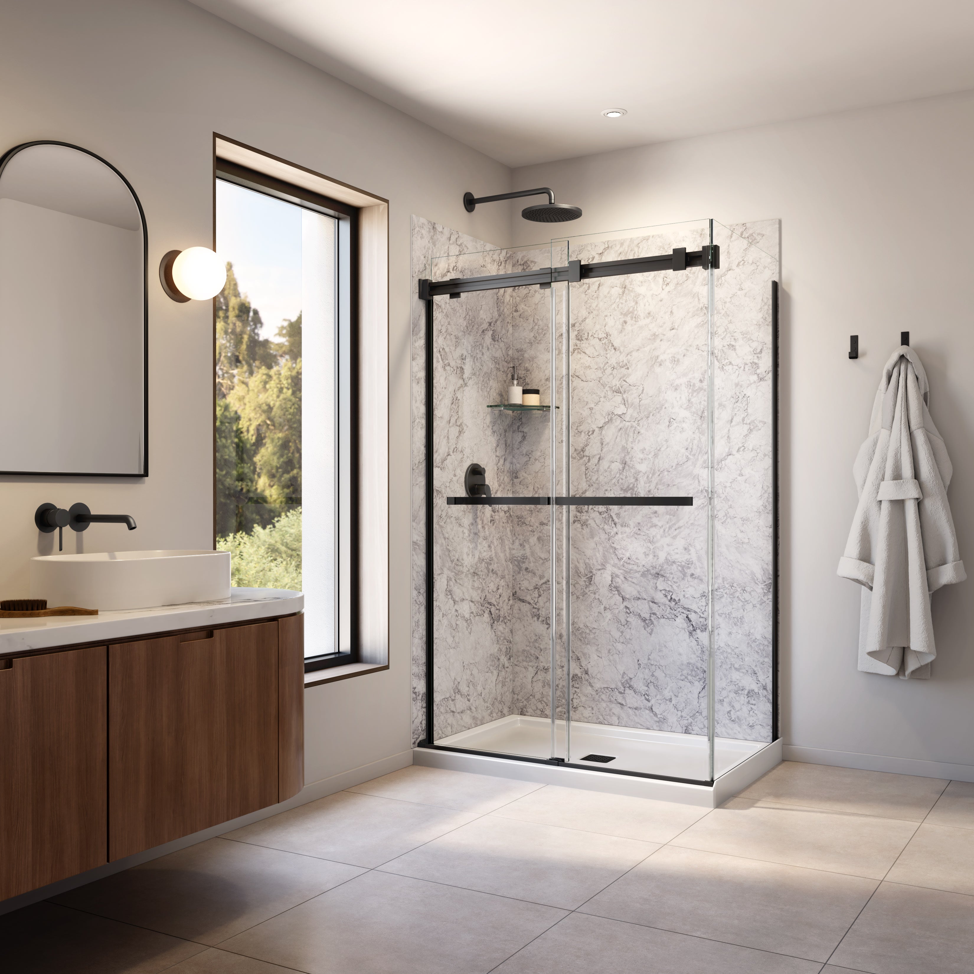 Maax Utile 4832 Composite Direct-to-Stud Two-Piece Corner Shower Wall Kit
