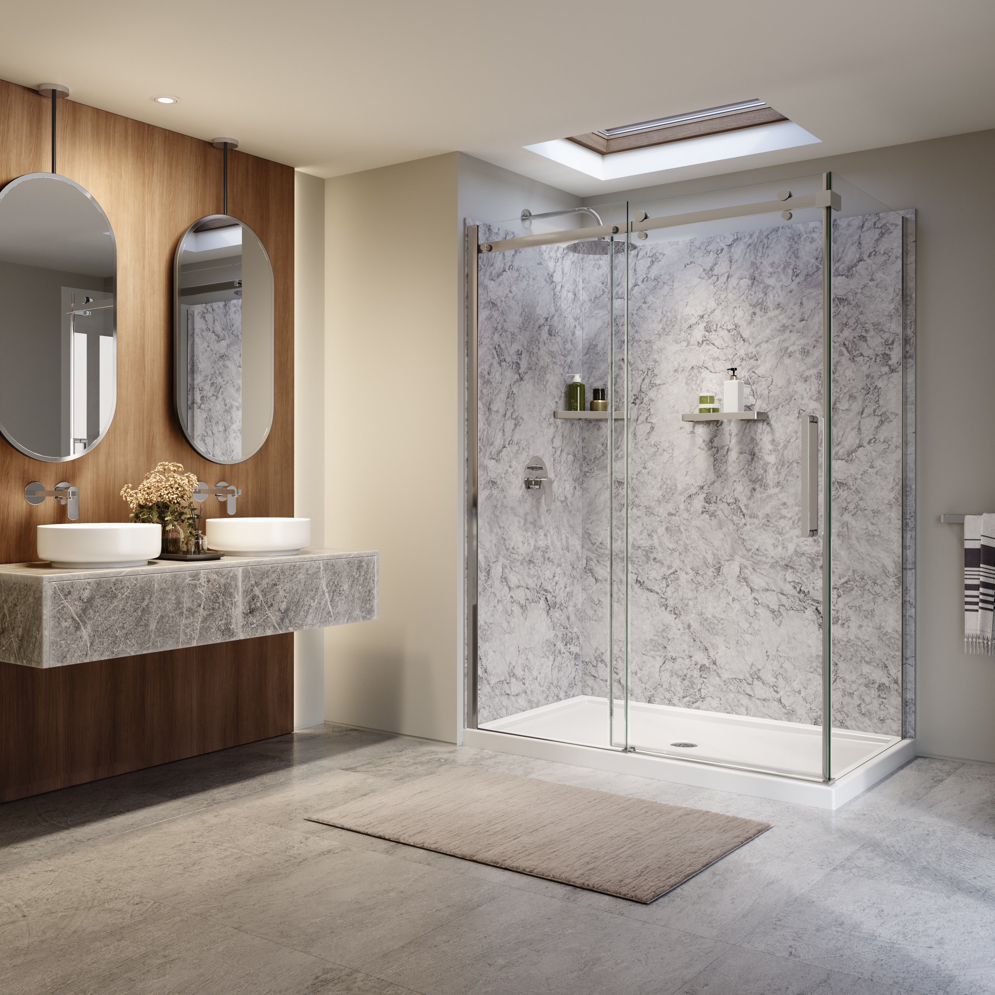 Maax Utile 6032 Composite Direct-to-Stud Two-Piece Corner Shower Wall Kit
