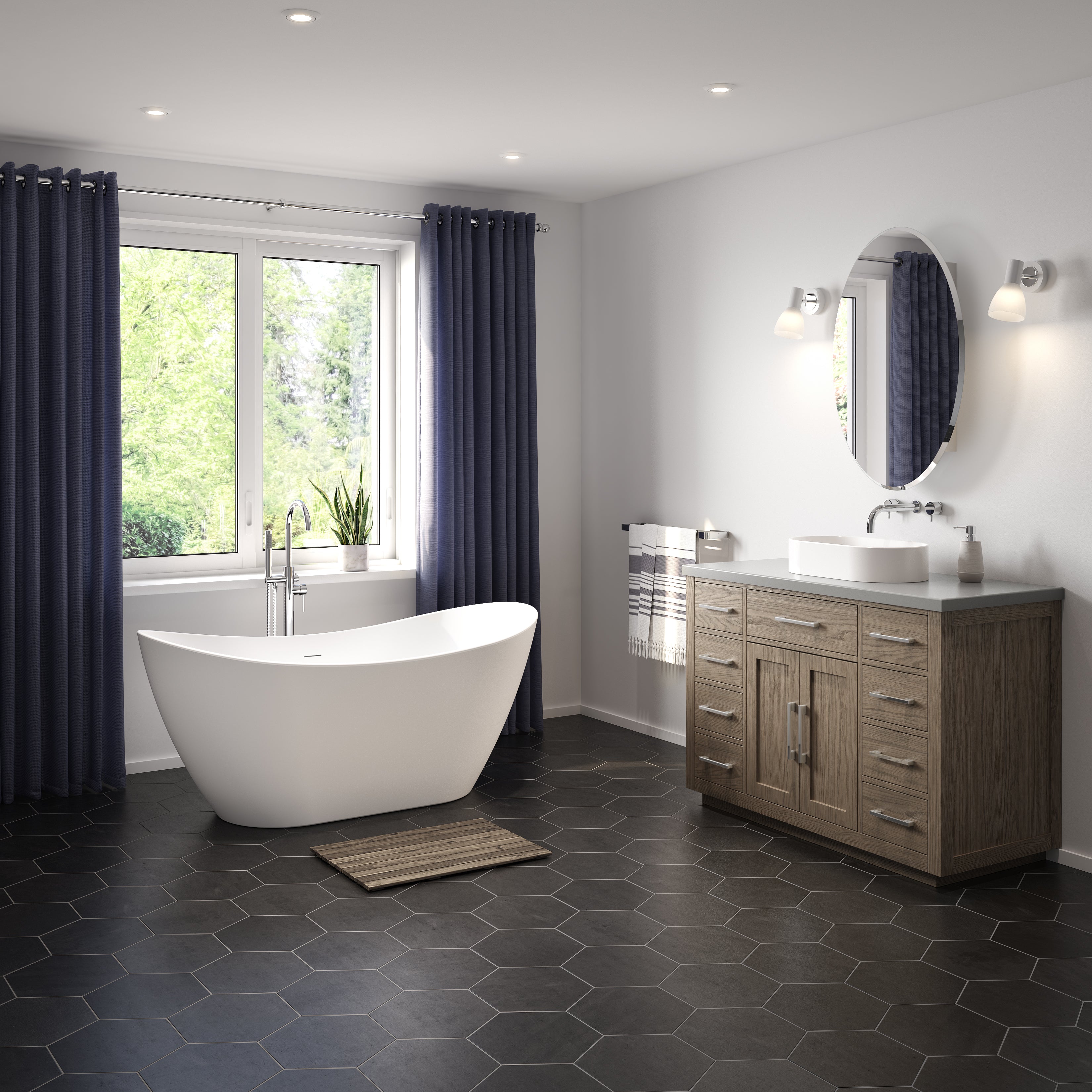Maax Mahaba 60 x 29 Acrylic Freestanding Oval Center Drain Bathtub