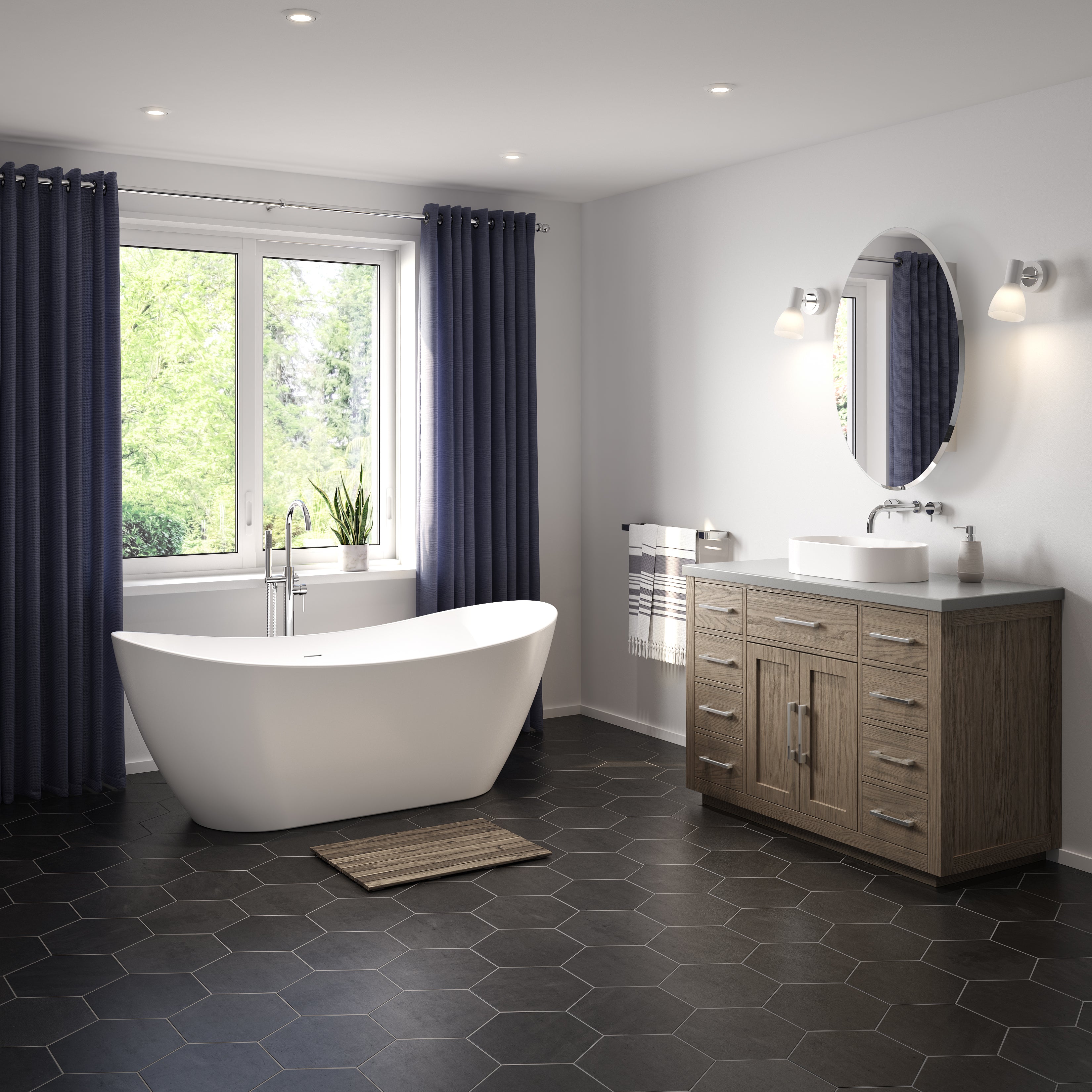 Maax Mahaba 67 x 29 Acrylic Freestanding Oval Center Drain Bathtub