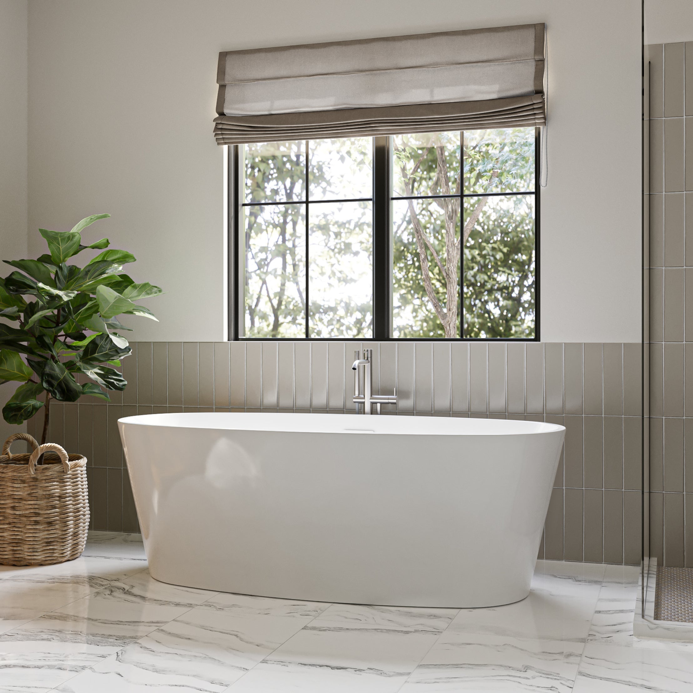 MAIDSTONE Brisa 68 x 31-Inch Freestanding Bathtub Center Drain With Integrated Overflow