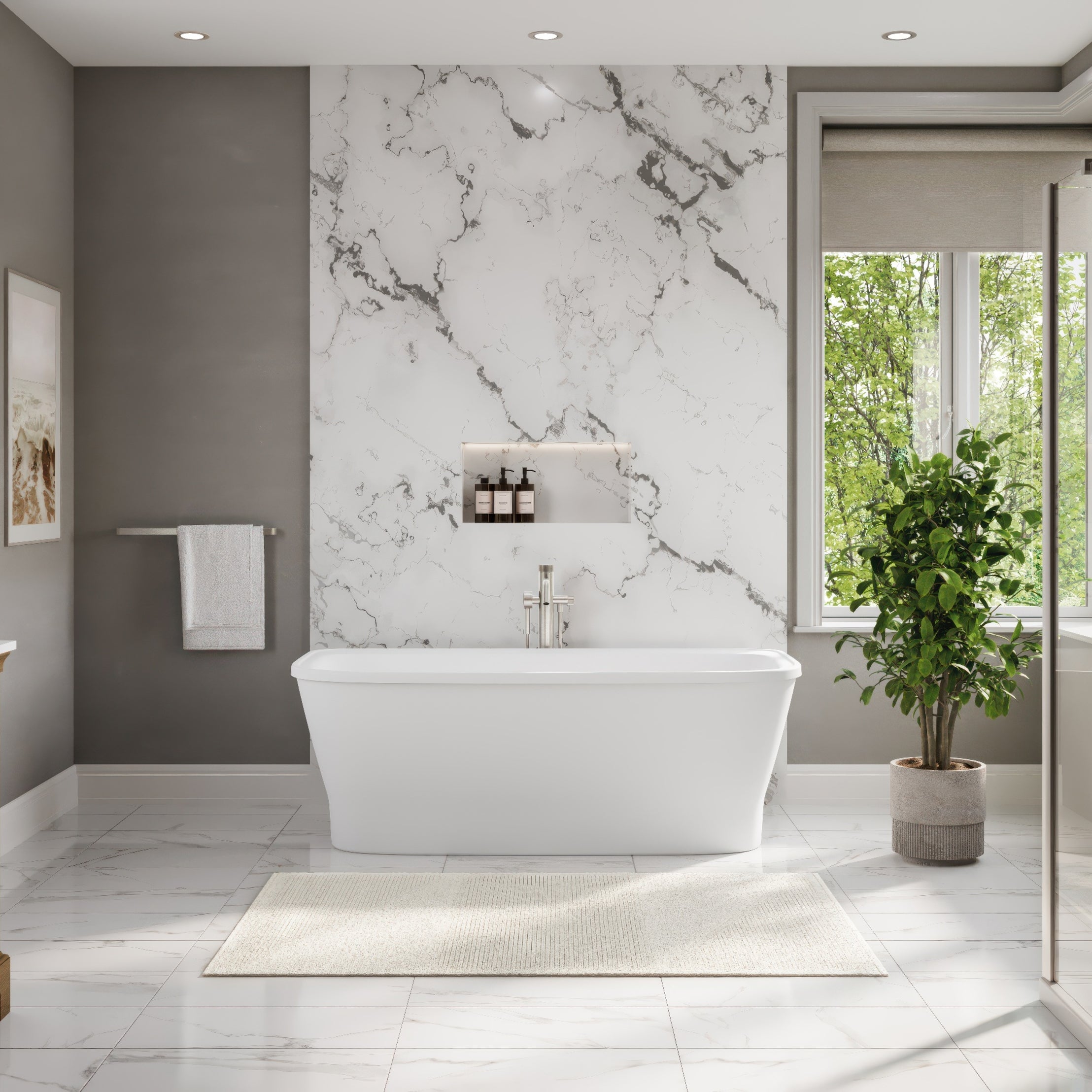 MAIDSTONE Brecken Freestanding Bathtub With White Drain and Overflow