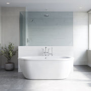 MAIDSTONE Corin 66 x 32-Inch Freestanding Bathtub With Drain Chrome Finish