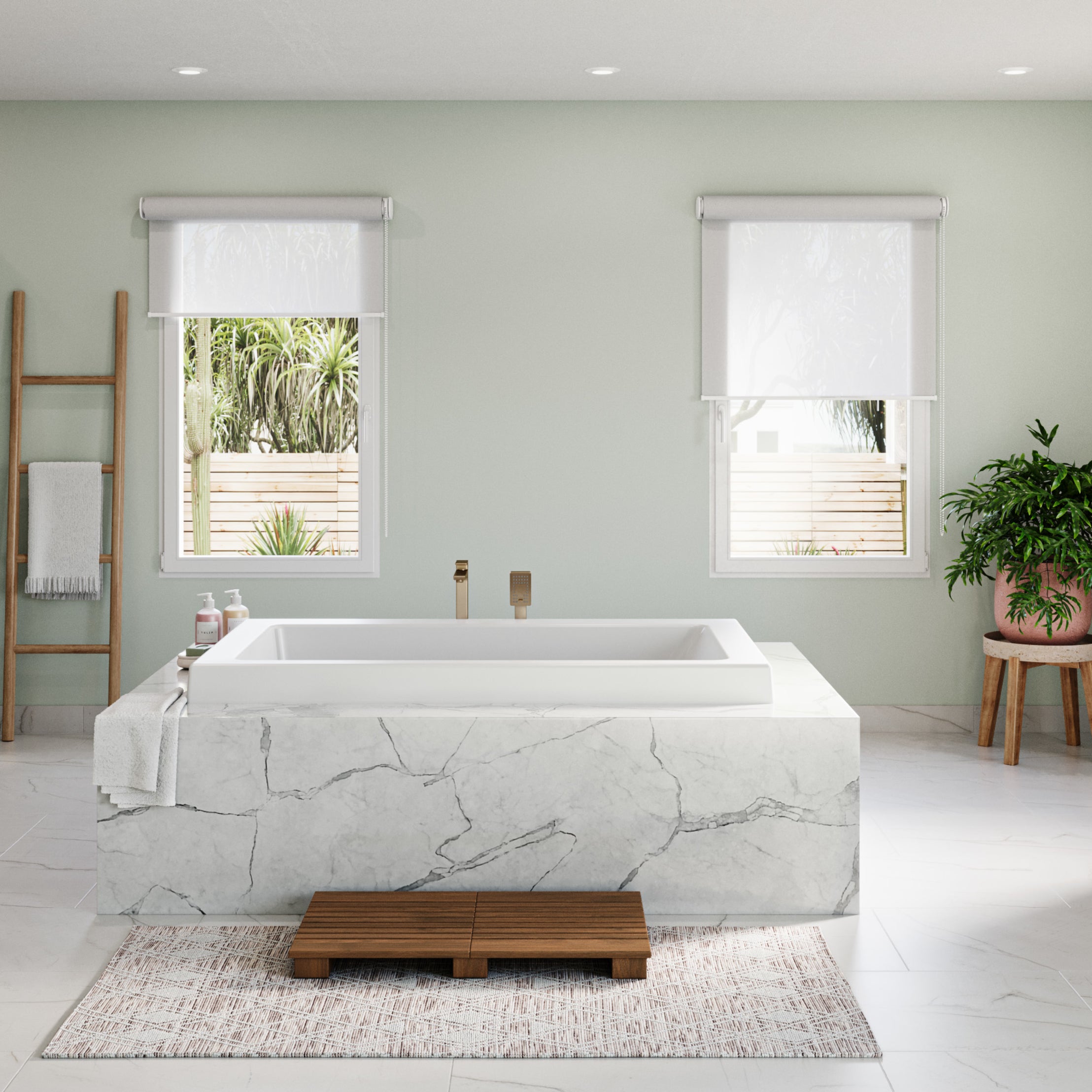MAIDSTONE Ferren Drop-In Soaking Bathtub with Zero Edge