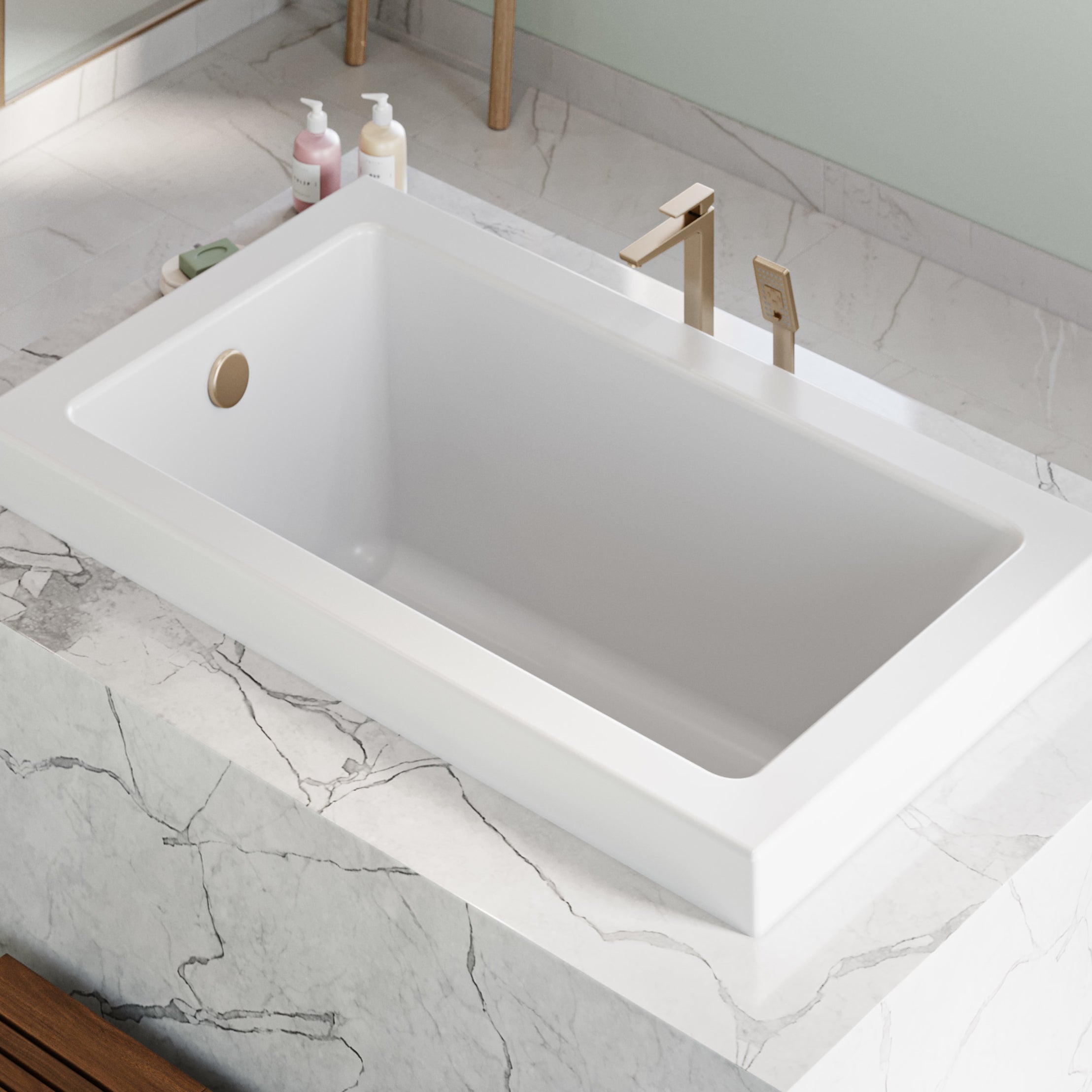MAIDSTONE Ferren Drop-In Soaking Bathtub with Zero Edge