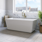 MAIDSTONE Gavyn 63 x 30-Inch Rectangle Freestanding Bathtub Center Drain With Integrated Overflow