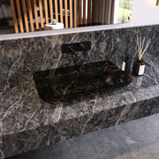 MAIDSTONE Transparent Rectangular Solid Surface Vessel Sink - Black